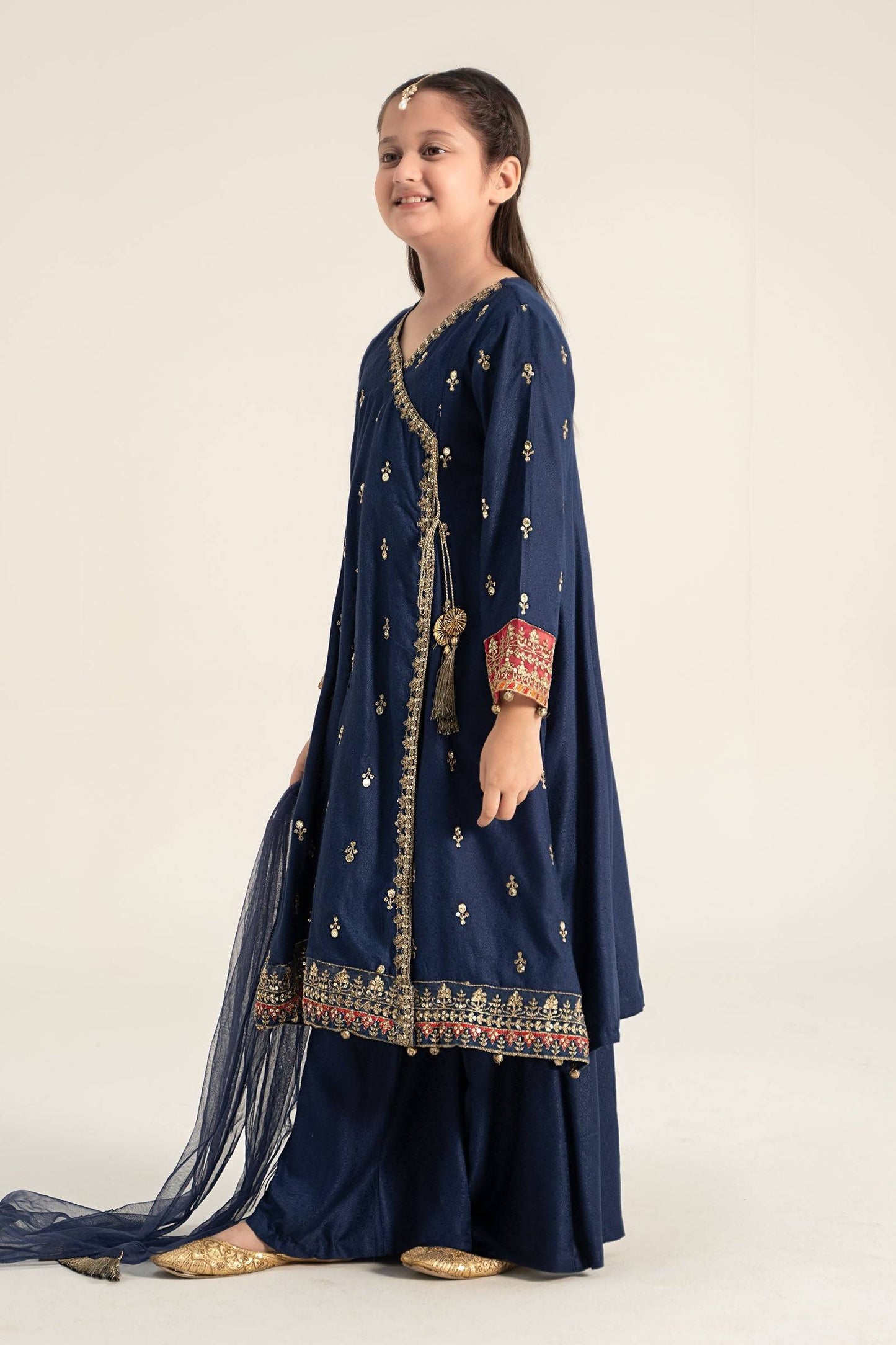 Maria B | 3 Piece Embroidered Linen Suit | MKD-W24-08 by Maria Faisal - Registered Vendor of : Maria B - type : Kids Clothes - 100% original wedding dresses