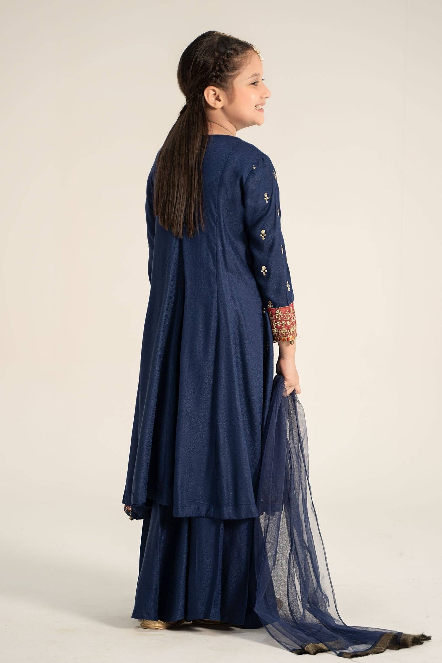 Maria B | 3 Piece Embroidered Linen Suit | MKD-W24-08 by Maria Faisal - Registered Vendor of : Maria B - type : Kids Clothes - 100% original wedding dresses
