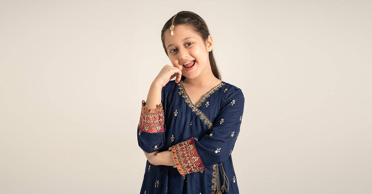 Maria B | 3 Piece Embroidered Linen Suit | MKD-W24-08 by Maria Faisal - Registered Vendor of : Maria B - type : Kids Clothes - 100% original wedding dresses