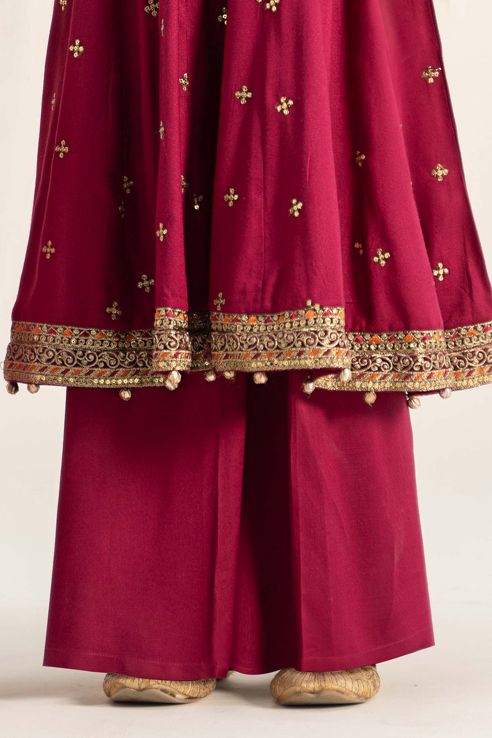 Maria B | 3 Piece Embroidered Linen Suit | MKD-W24-18 by Maria Faisal - Registered Vendor of : Maria B - type : Kids Clothes - 100% original wedding dresses