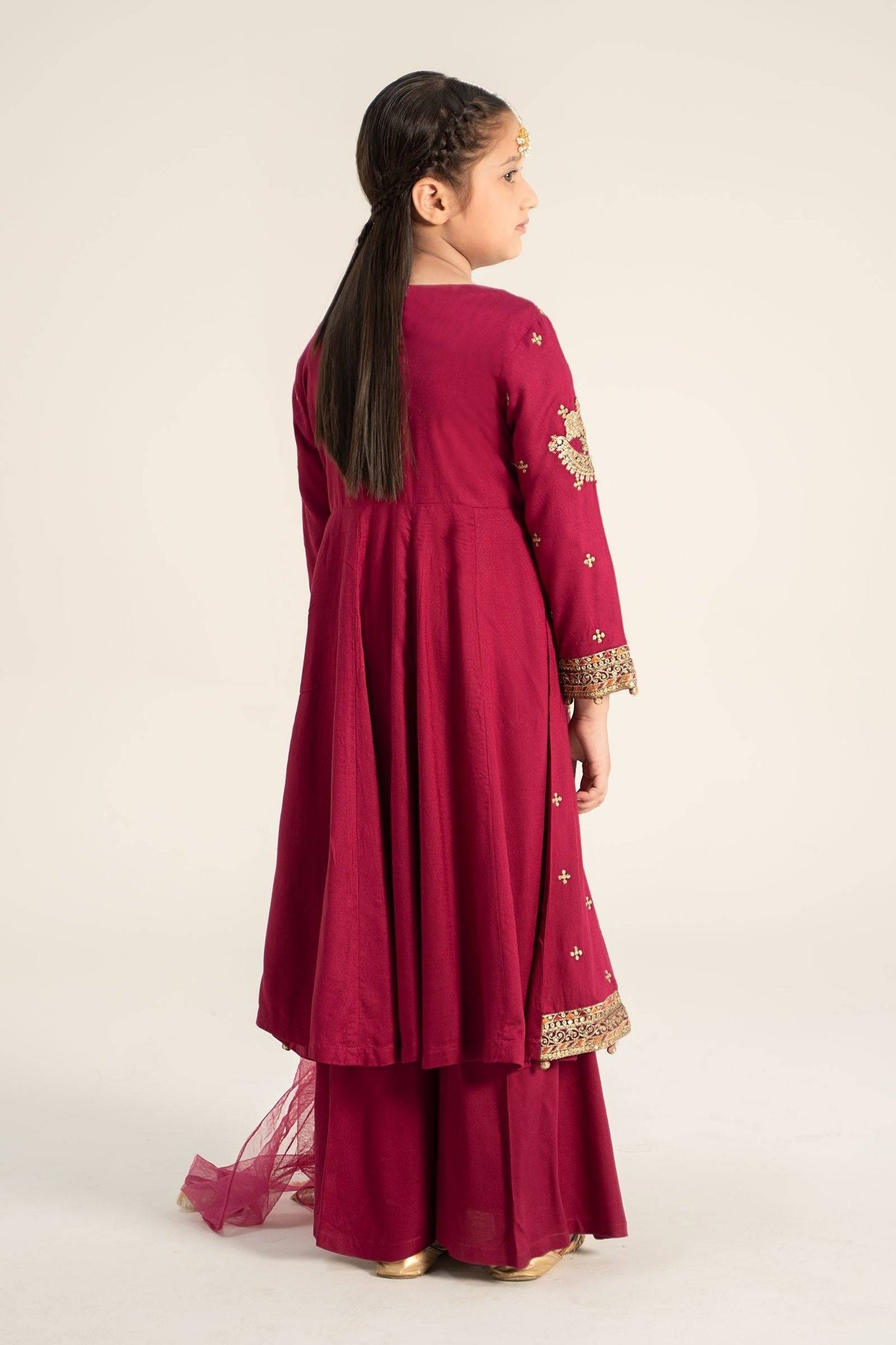 Maria B | 3 Piece Embroidered Linen Suit | MKD-W24-18 by Maria Faisal - Registered Vendor of : Maria B - type : Kids Clothes - 100% original wedding dresses