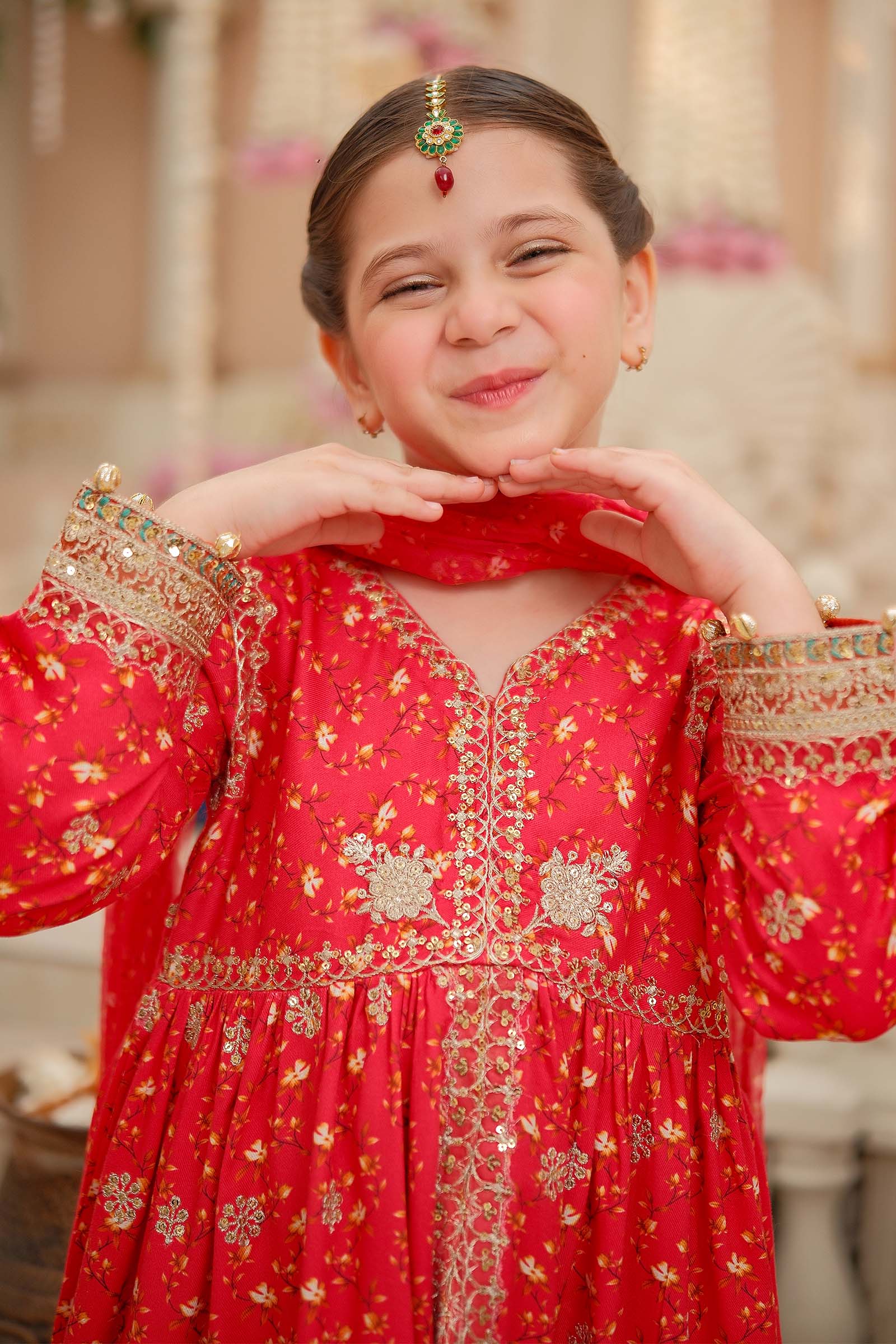 Maria B | 3 Piece Embroidered Marina Twill Suit | MKD-W24-12 by Maria Faisal - Registered Vendor of : Maria B - type : Kids Clothes - 100% original wedding dresses