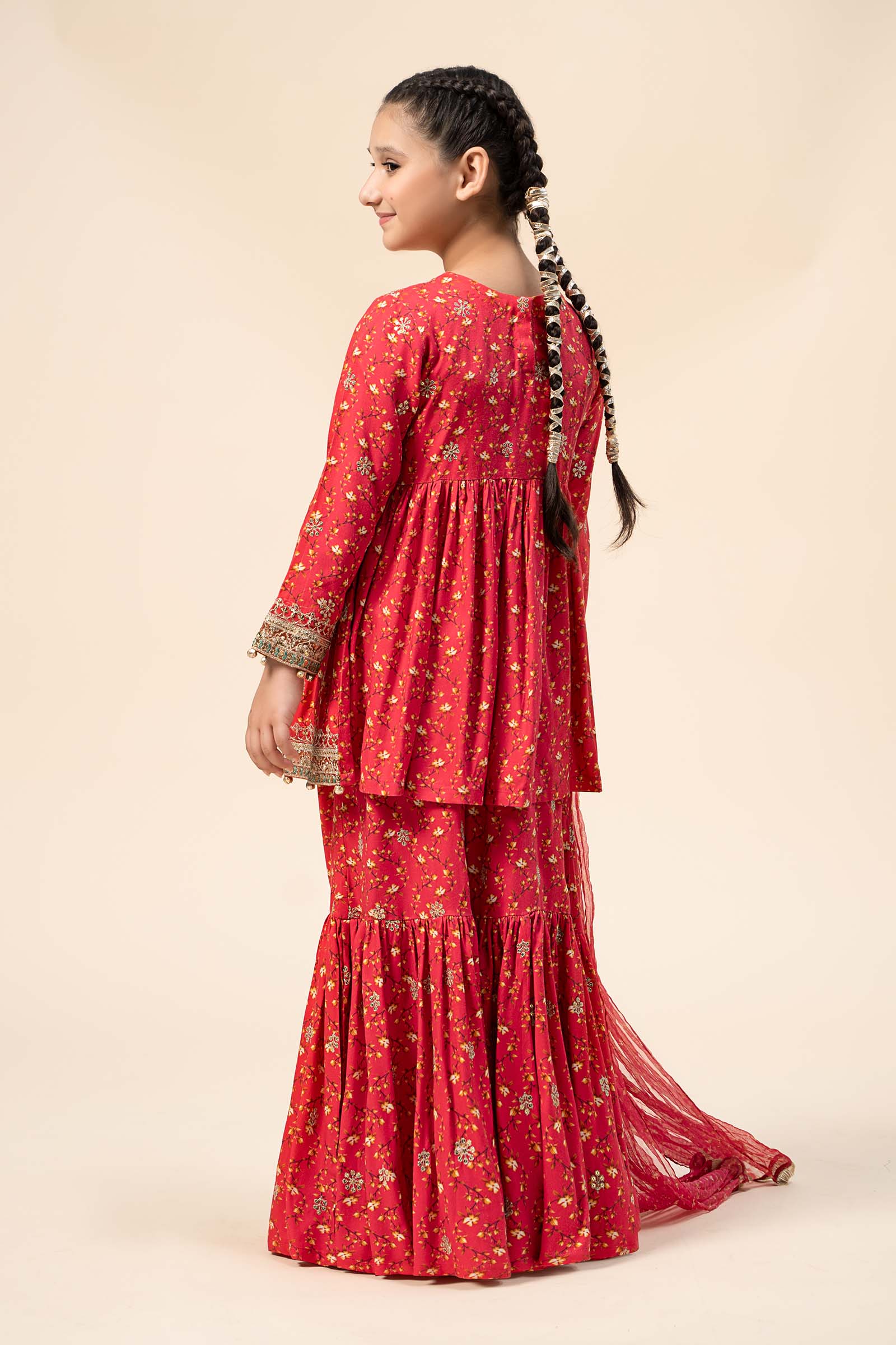 Maria B | 3 Piece Embroidered Marina Twill Suit | MKD-W24-12 by Maria Faisal - Registered Vendor of : Maria B - type : Kids Clothes - 100% original wedding dresses