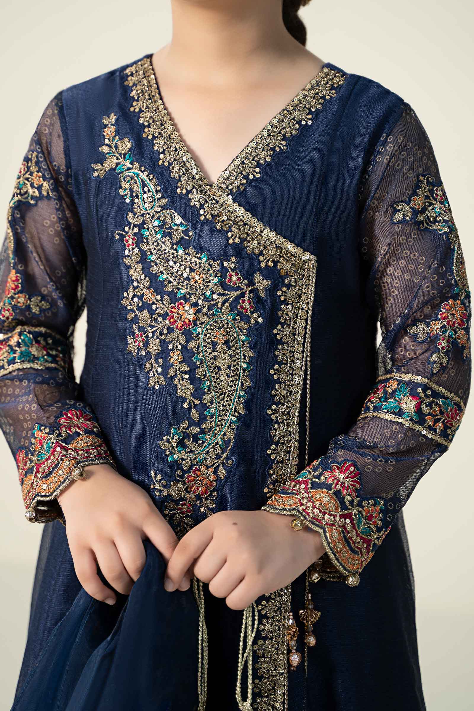 Maria B | 3 Piece Embroidered Paper Cotton Suit | MKD-W24-22 by Maria Faisal - Registered Vendor of : Maria B - type : Kids Clothes - 100% original wedding dresses