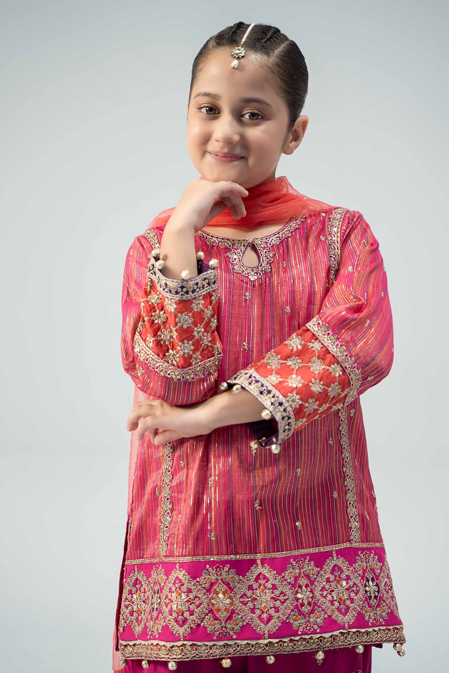 Maria B | 3 Piece Embroidered Suit | MKD-W24-11 by Maria Faisal - Registered Vendor of : Maria B - type : Kids Clothes - 100% original wedding dresses