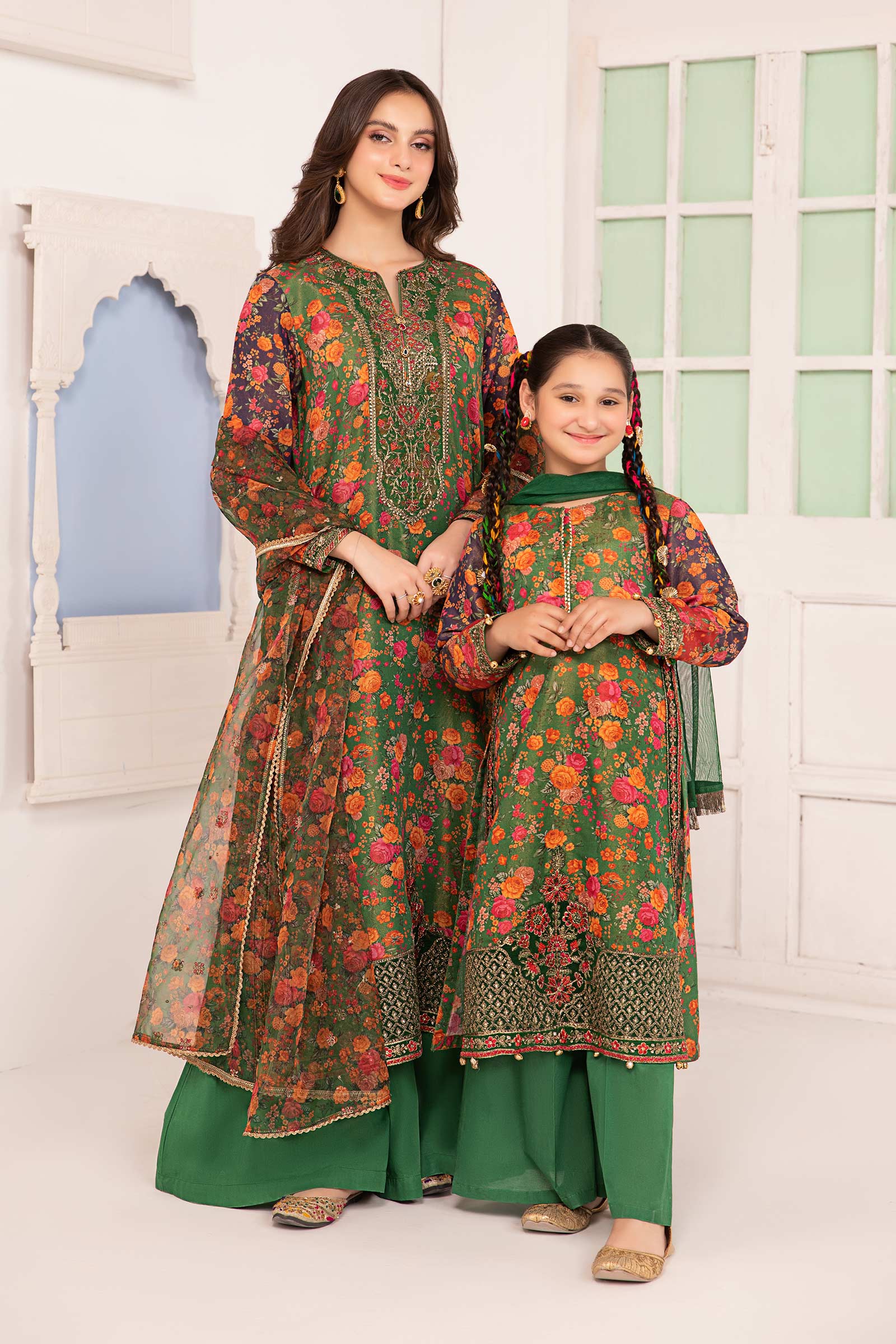 Maria B | 3 Piece Printed Cotton Masoori Suit | MKD-EA24-04 by Maria Faisal - Registered Vendor of : Maria B - type : Kids Clothes - 100% original wedding dresses