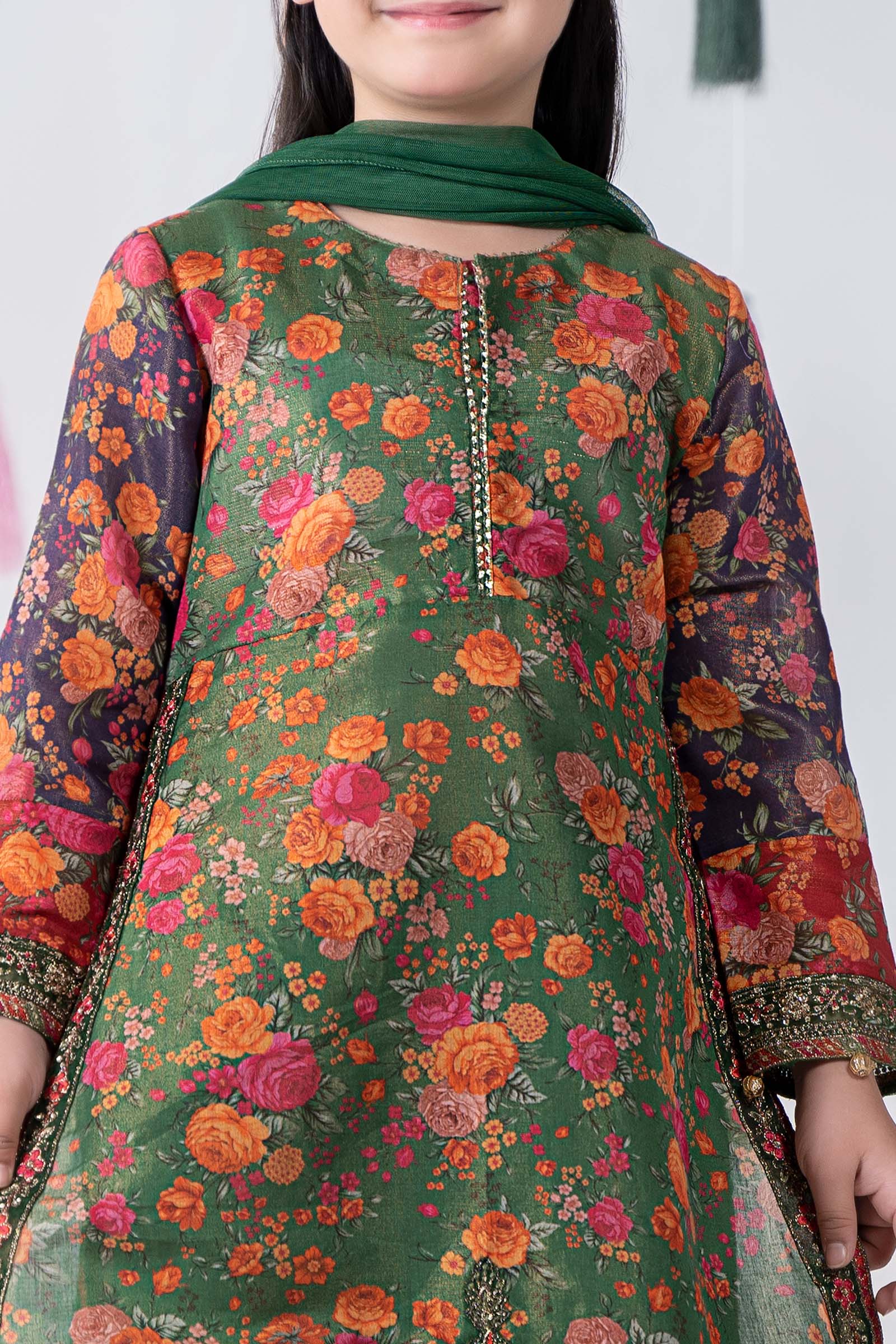 Maria B | 3 Piece Printed Cotton Masoori Suit | MKD-EA24-04 by Maria Faisal - Registered Vendor of : Maria B - type : Kids Clothes - 100% original wedding dresses