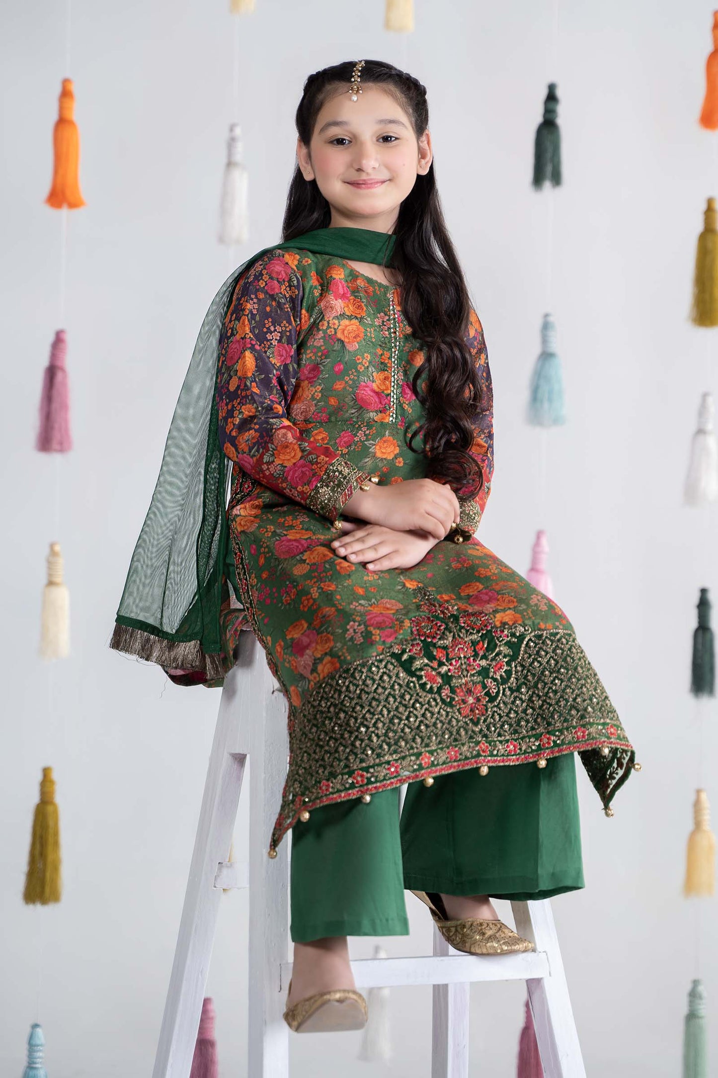 Maria B | 3 Piece Printed Cotton Masoori Suit | MKD-EA24-04 by Maria Faisal - Registered Vendor of : Maria B - type : Kids Clothes - 100% original wedding dresses