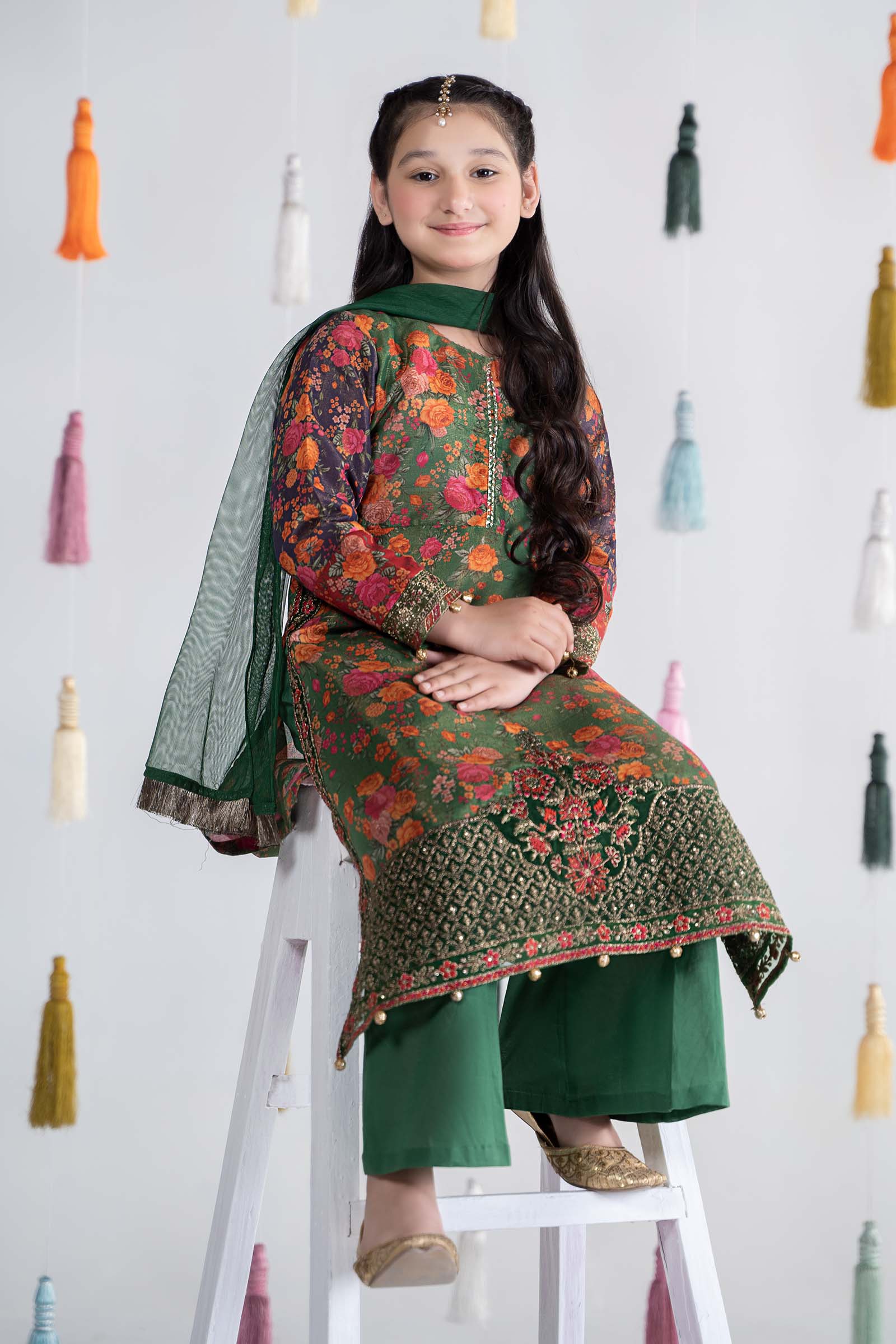 Maria B | 3 Piece Printed Cotton Masoori Suit | MKD-EA24-04 by Maria Faisal - Registered Vendor of : Maria B - type : Kids Clothes - 100% original wedding dresses