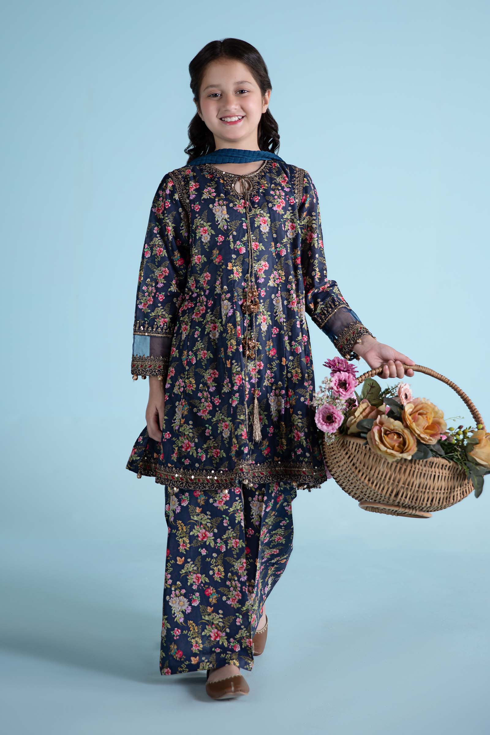 Maria B | 3 Piece Printed Lawn Suit | MKD-EA24-21 by Maria Faisal - Registered Vendor of : Maria B - type : Kids Clothes - 100% original wedding dresses