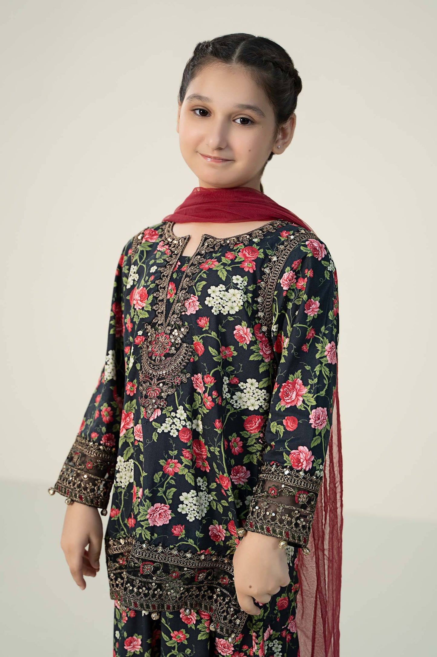 Maria B | 3 Piece Printed Linen Suit | MKD-W24-19 by Maria Faisal - Registered Vendor of : Maria B - type : Kids Clothes - 100% original wedding dresses