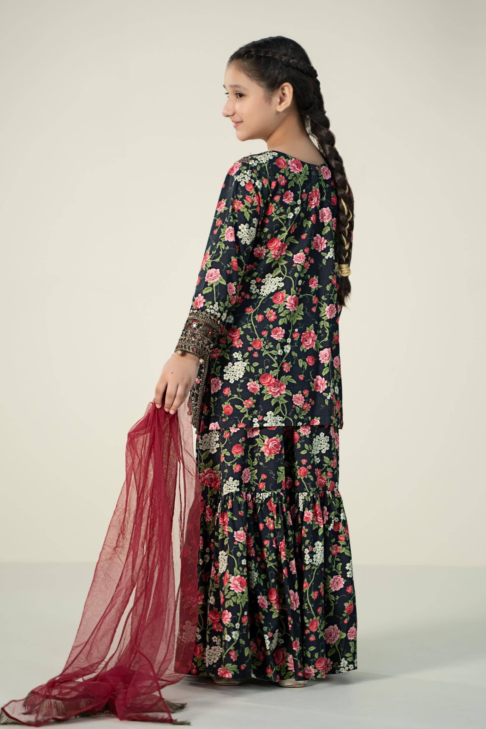 Maria B | 3 Piece Printed Linen Suit | MKD-W24-19 by Maria Faisal - Registered Vendor of : Maria B - type : Kids Clothes - 100% original wedding dresses
