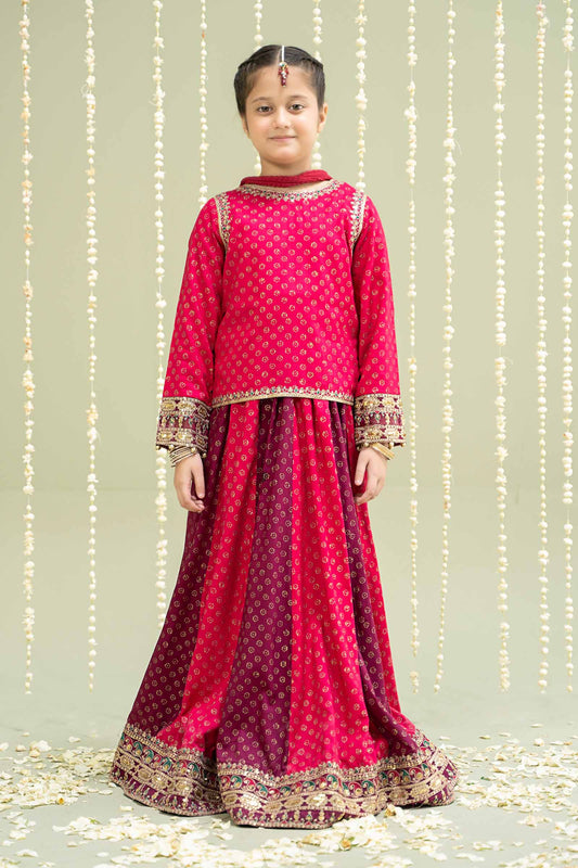 Maria B | 3 Piece Printed Linen Suit | MKD-W24-20 by Maria Faisal - Registered Vendor of : Maria B - type : Kids Clothes - 100% original wedding dresses