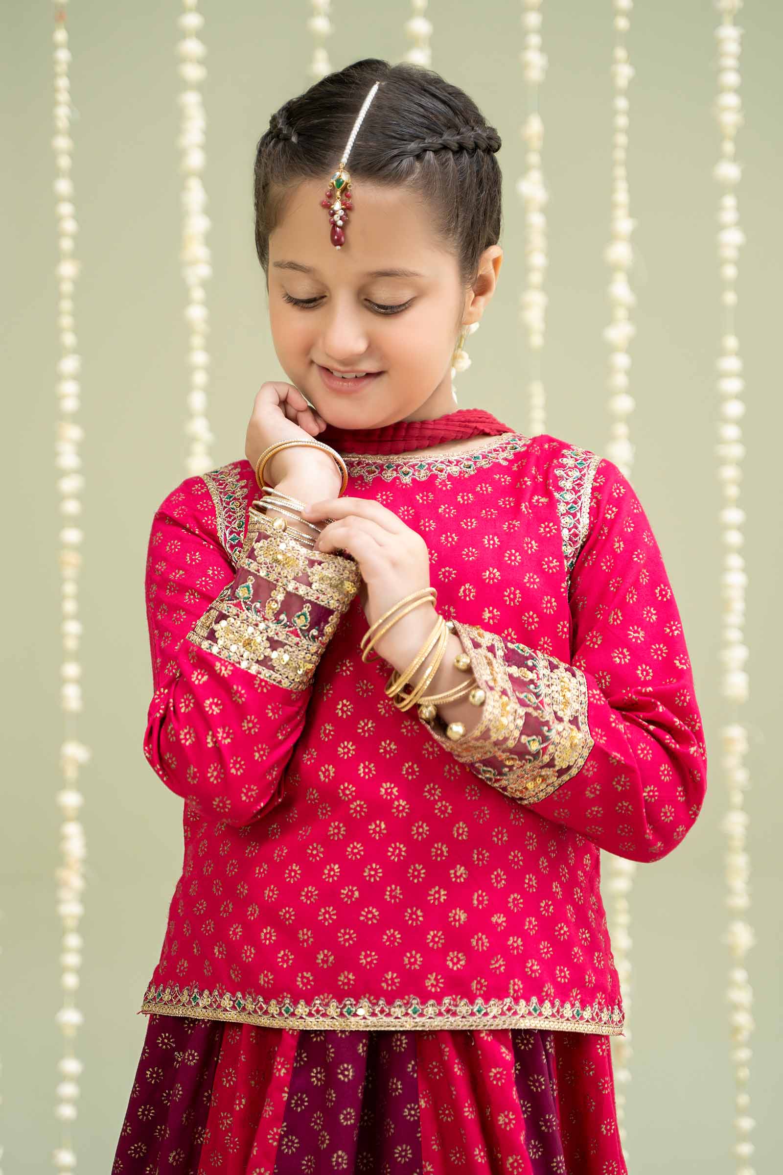 Maria B | 3 Piece Printed Linen Suit | MKD-W24-20 by Maria Faisal - Registered Vendor of : Maria B - type : Kids Clothes - 100% original wedding dresses