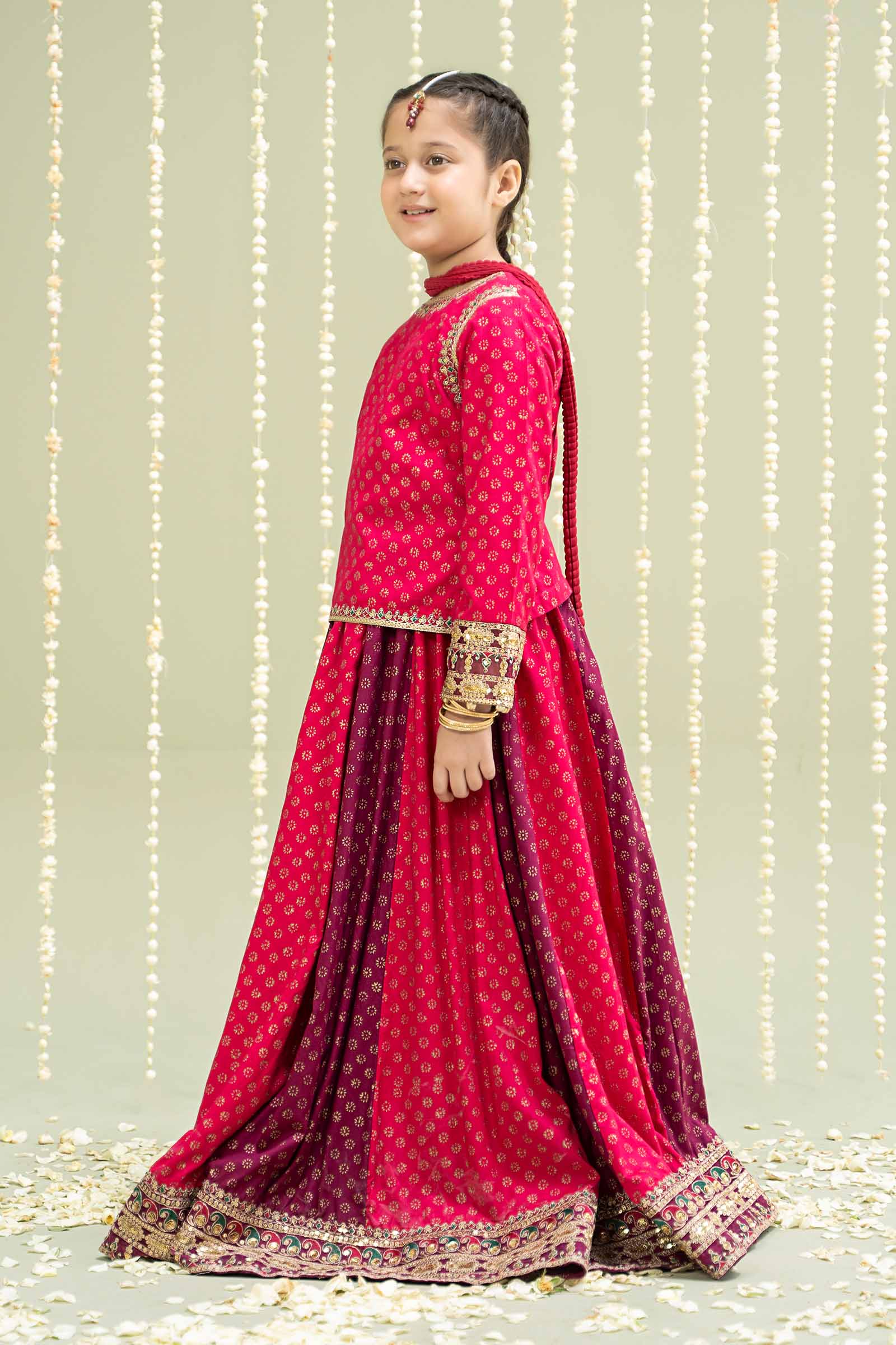 Maria B | 3 Piece Printed Linen Suit | MKD-W24-20 by Maria Faisal - Registered Vendor of : Maria B - type : Kids Clothes - 100% original wedding dresses