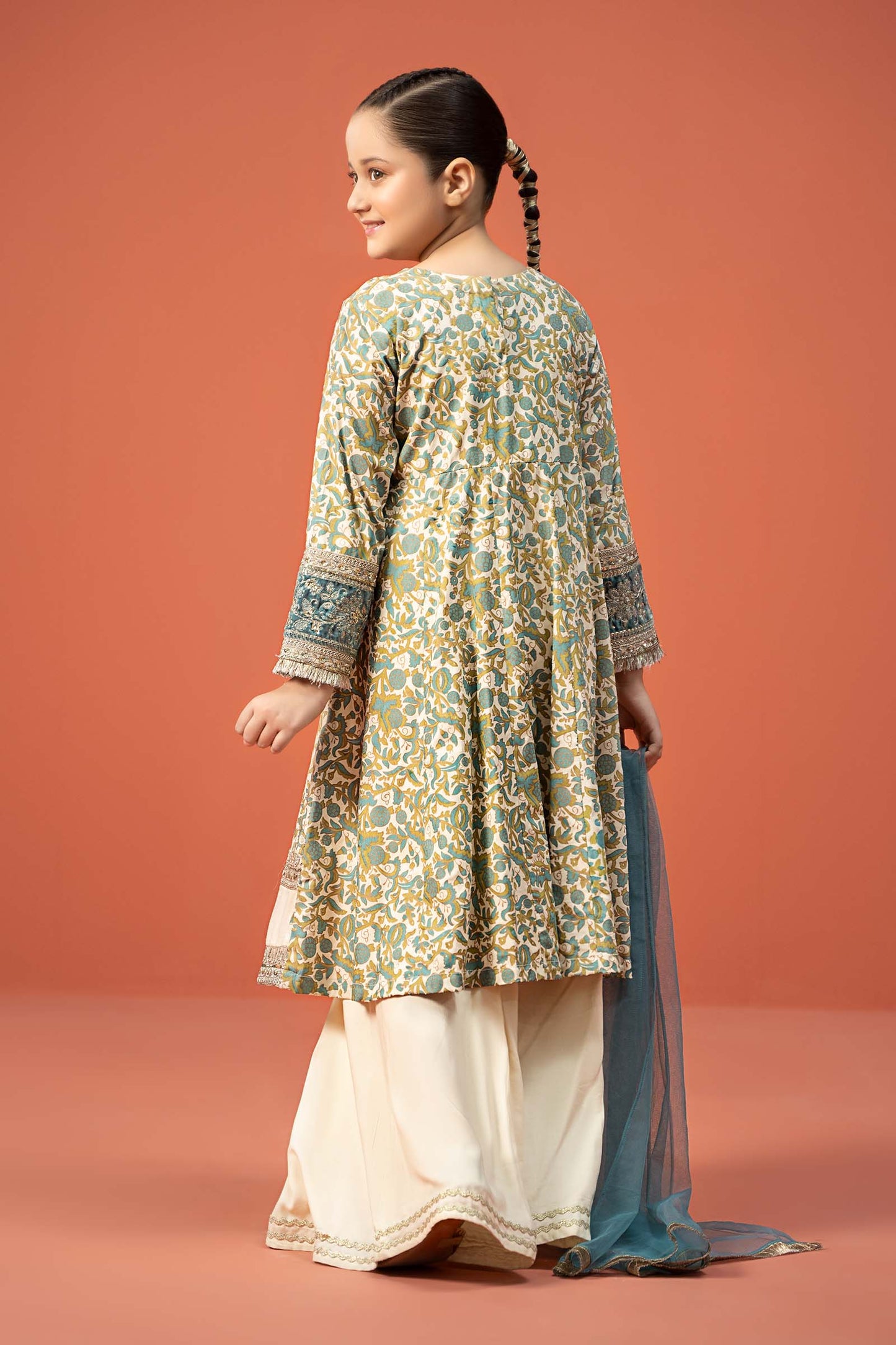 Maria B | 3 Piece Printed Linen Suit | MKD-W24-25 by Maria Faisal - Registered Vendor of : Maria B - type : KidsClothes - 100% original wedding dresses
