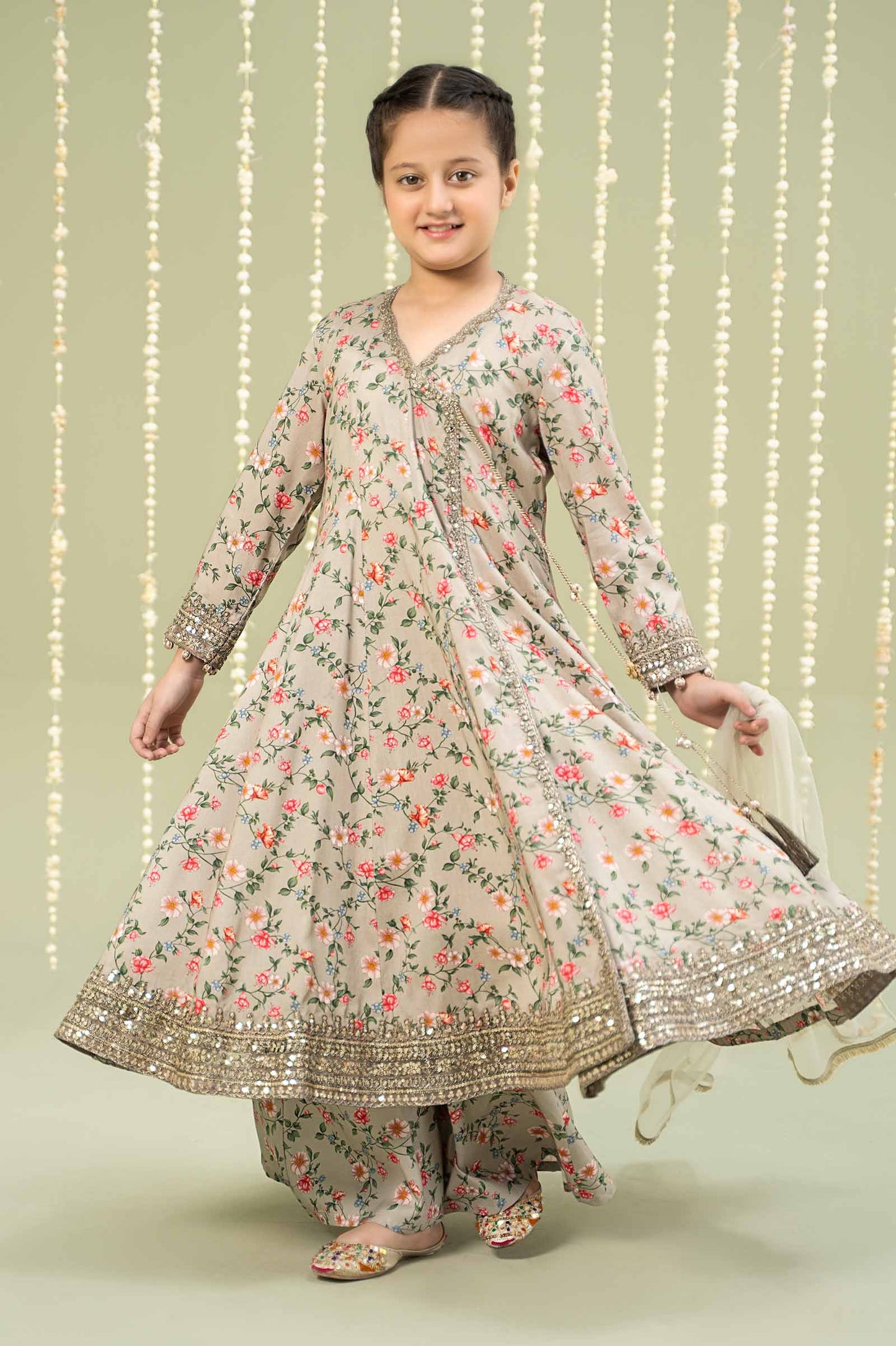 Maria B | 3 Piece Printed Linen Suit | MKD-W24-26 by Maria Faisal - Registered Vendor of : Maria B - type : Kids Clothes - 100% original wedding dresses
