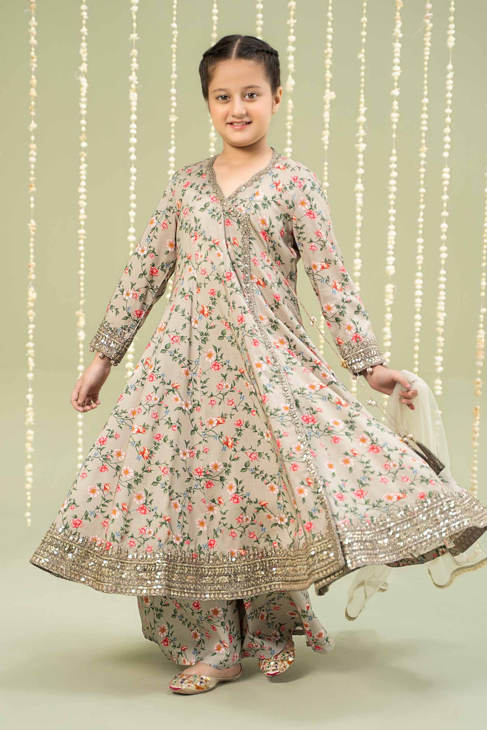 Maria B | 3 Piece Printed Linen Suit | MKD-W24-26 by Maria Faisal - Registered Vendor of : Maria B - type : Kids Clothes - 100% original wedding dresses