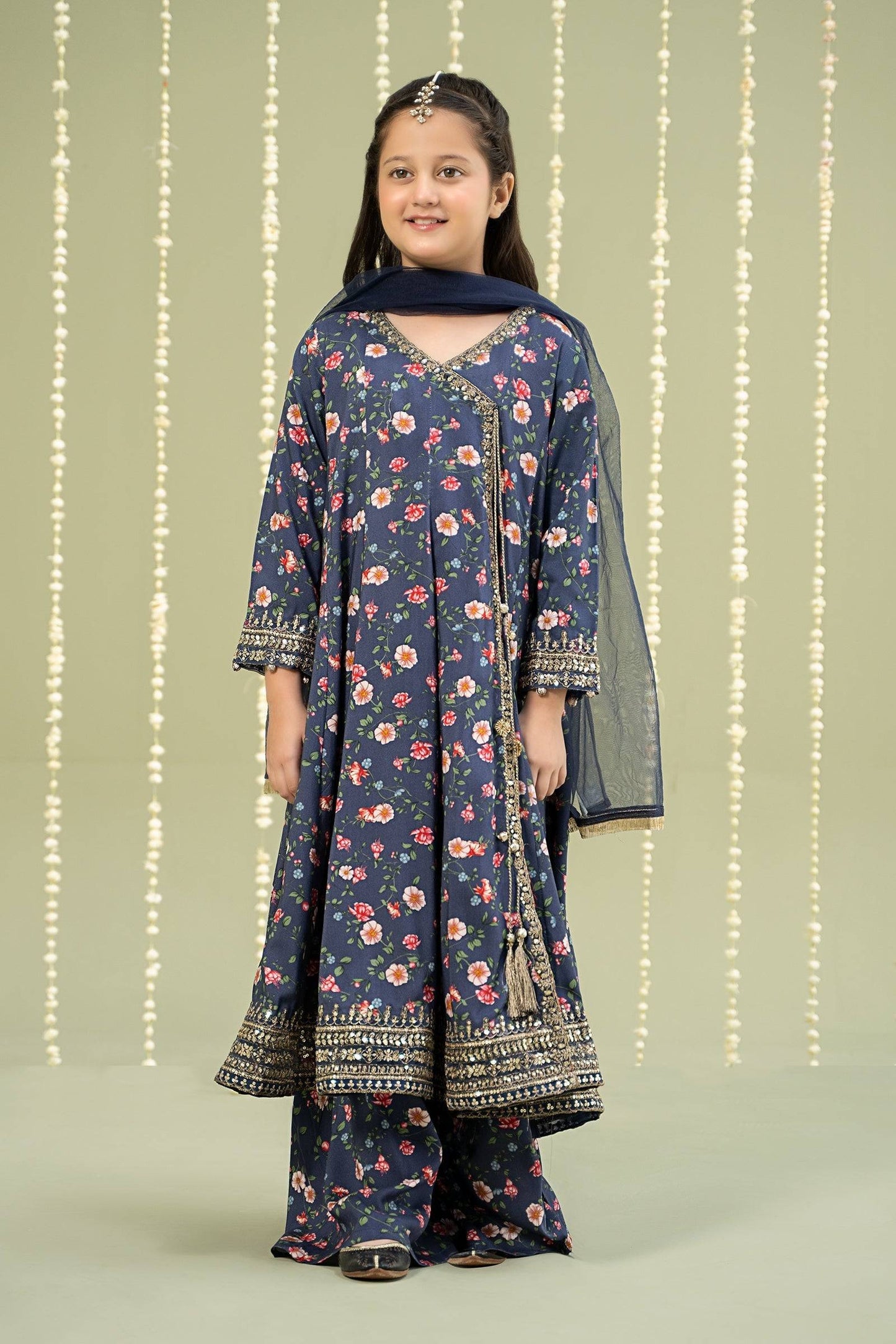 Maria B | 3 Piece Printed Linen Suit | MKD-W24-26 by Maria Faisal - Registered Vendor of : Maria B - type : Kids Clothes - 100% original wedding dresses