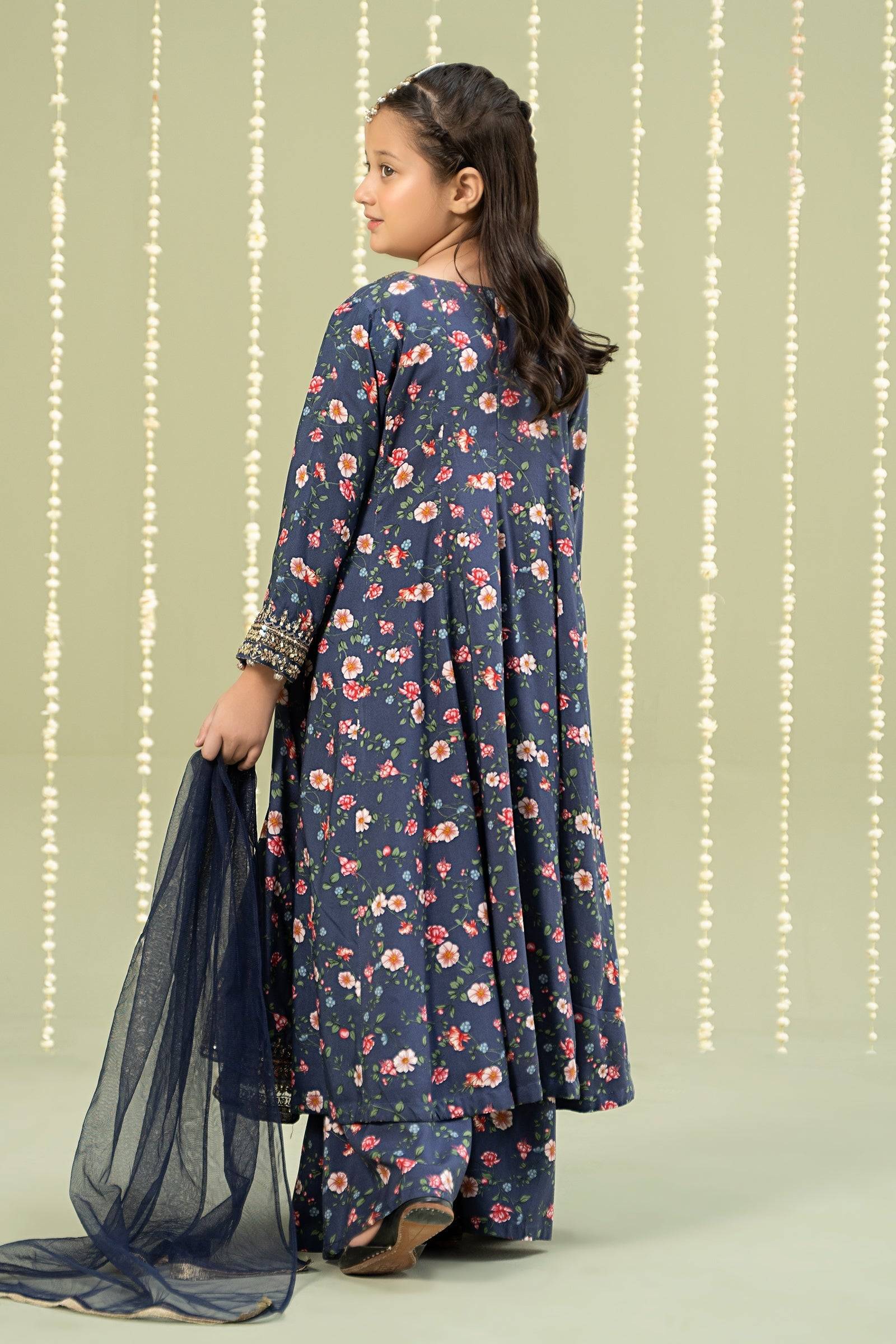 Maria B | 3 Piece Printed Linen Suit | MKD-W24-26 by Maria Faisal - Registered Vendor of : Maria B - type : Kids Clothes - 100% original wedding dresses