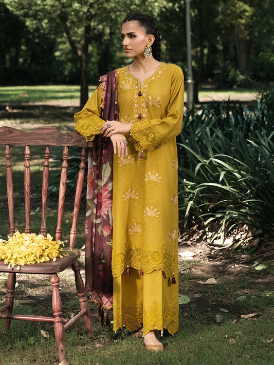 Hemstitch | The Garden Lawn | Matcha - Ladies Clothes - Maria Faisal
