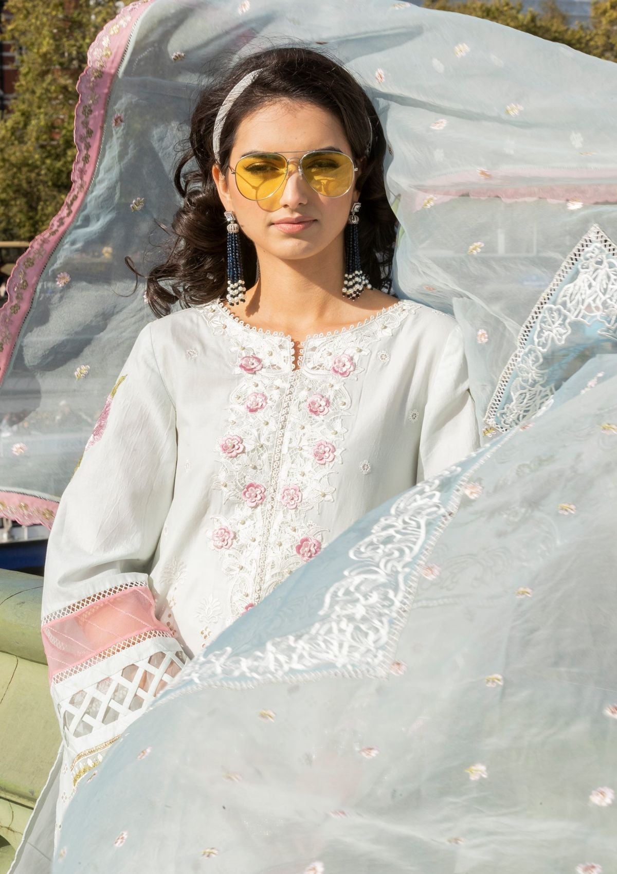 Meem | Luxury Eid Lawn 24 | MD-09 LIGHT BLUE - Ladies Clothes