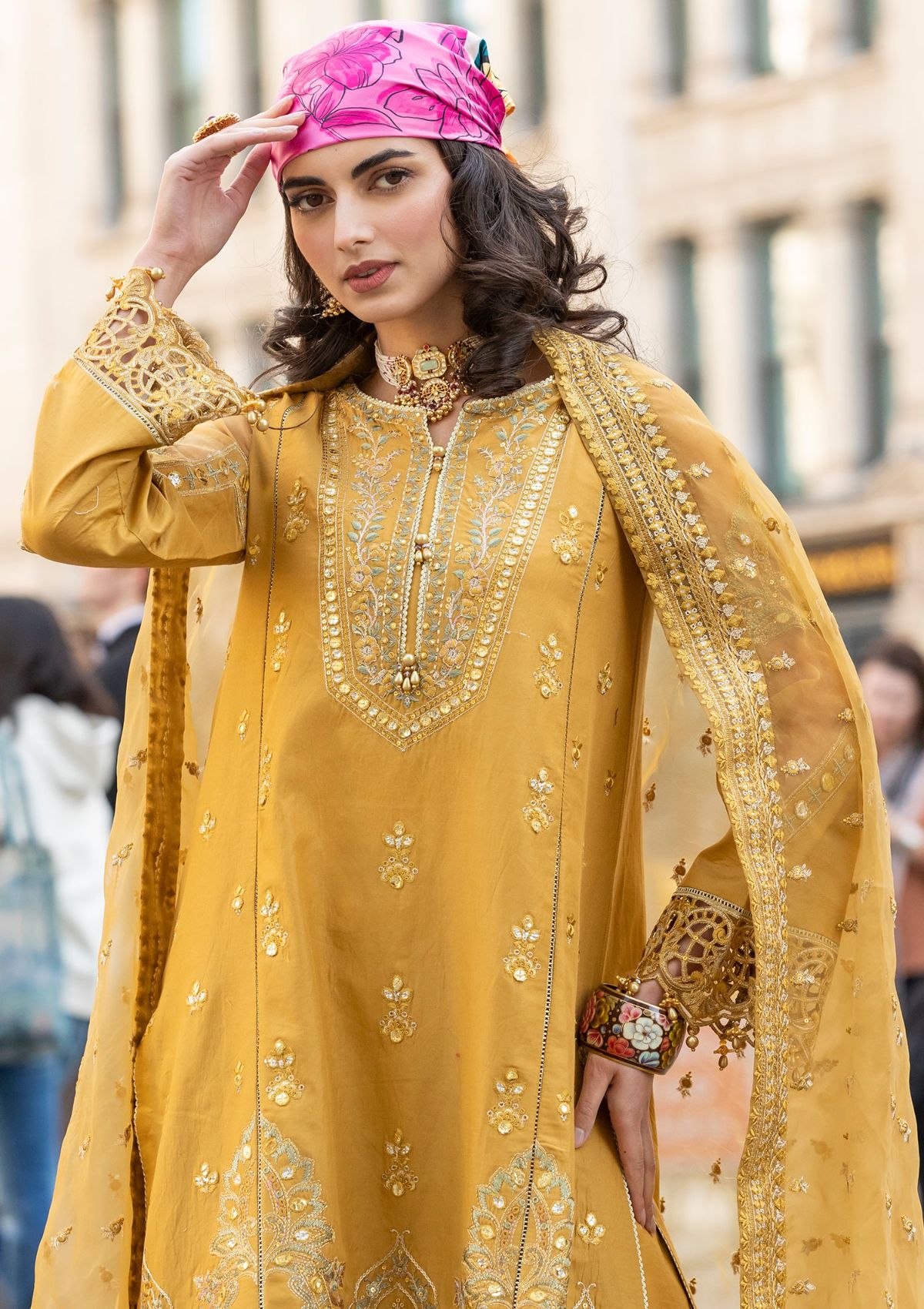 Meem | Luxury Eid Lawn 24 | MD-03 MUSTARD - Ladies Clothes