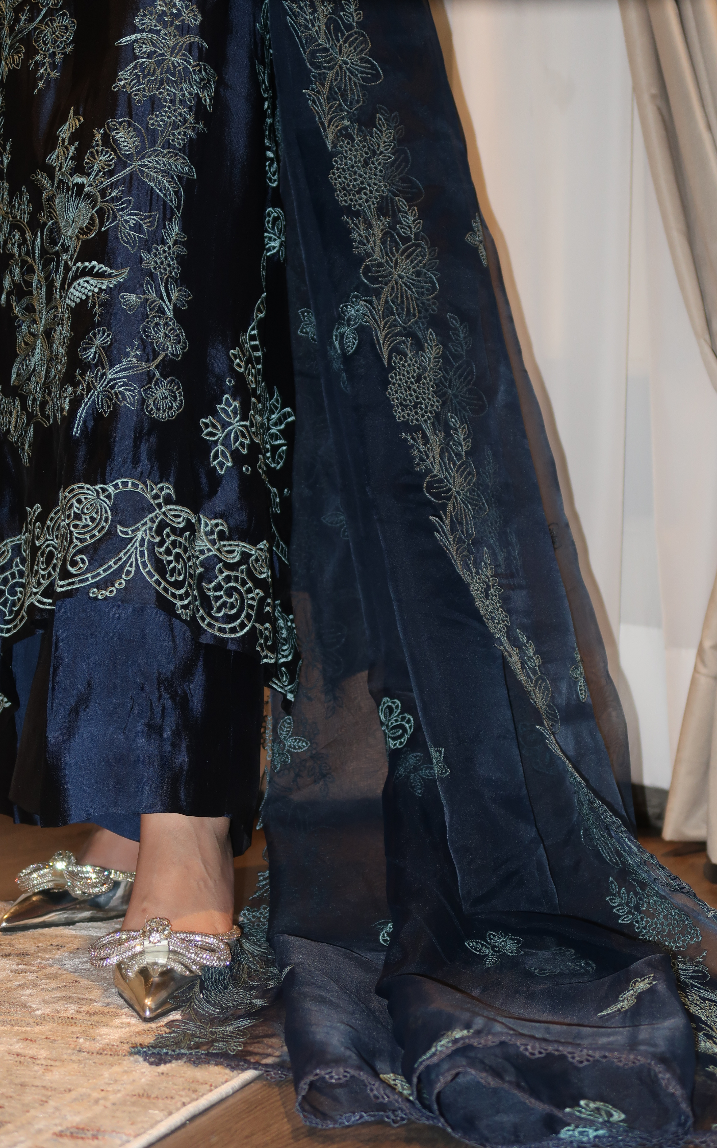 Asifa and Nabeel | Silk Edit 26 | Midnight Blue - Luxury Dress - available at Maria Faisal in UK and USA.