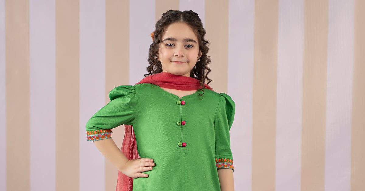 3 Piece Dyed Dobby Lawn Suit - Kids Clothes - available at Maria Faisal in UK and USA
