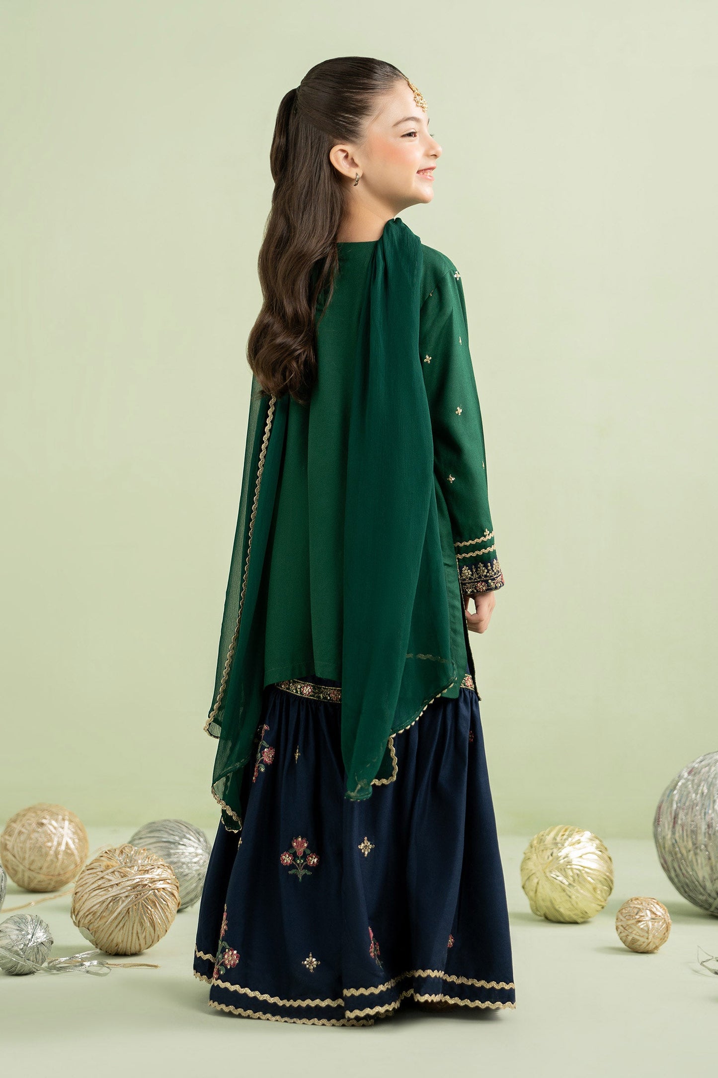 3 Piece Embroidered Linen Suit - Kids Clothes - available at Maria Faisal in UK and USA