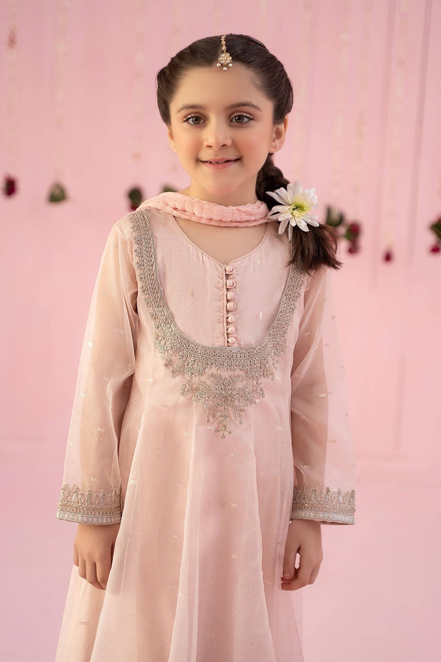 Maria B | 3 Piece Embroidered Organza Suit | MKS-EF24-19 by Maria Faisal - Registered Vendor of : Maria B - type : Kids Clothes - 100% original wedding dresses