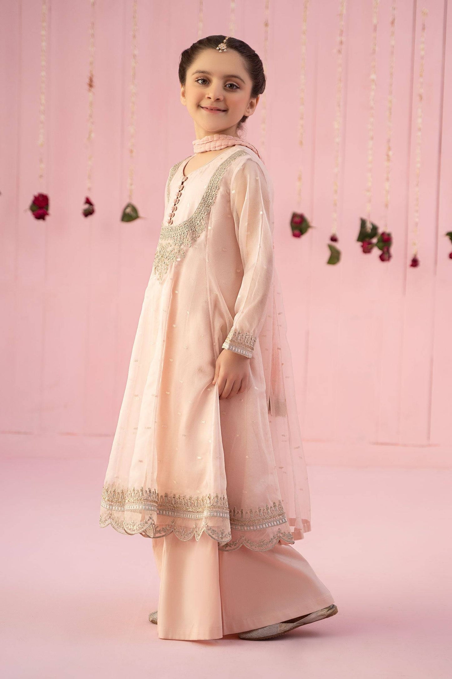 Maria B | 3 Piece Embroidered Organza Suit | MKS-EF24-19 by Maria Faisal - Registered Vendor of : Maria B - type : Kids Clothes - 100% original wedding dresses