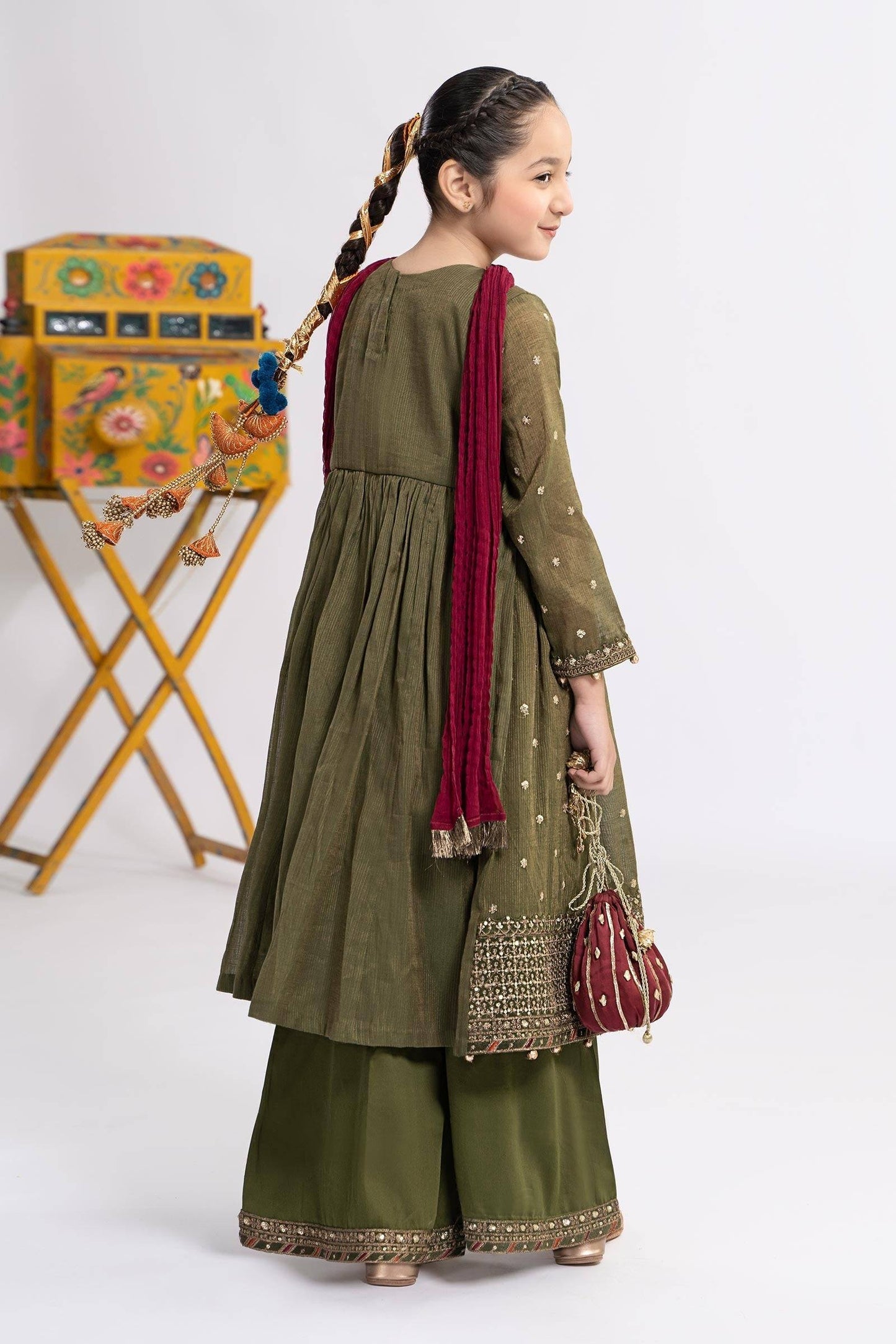 Maria B | 3 Piece Embroidered Zari Lawn Suit | MKS-EF24-33 by Maria Faisal - Registered Vendor of : Maria B - type : Kids Clothes - 100% original wedding dresses