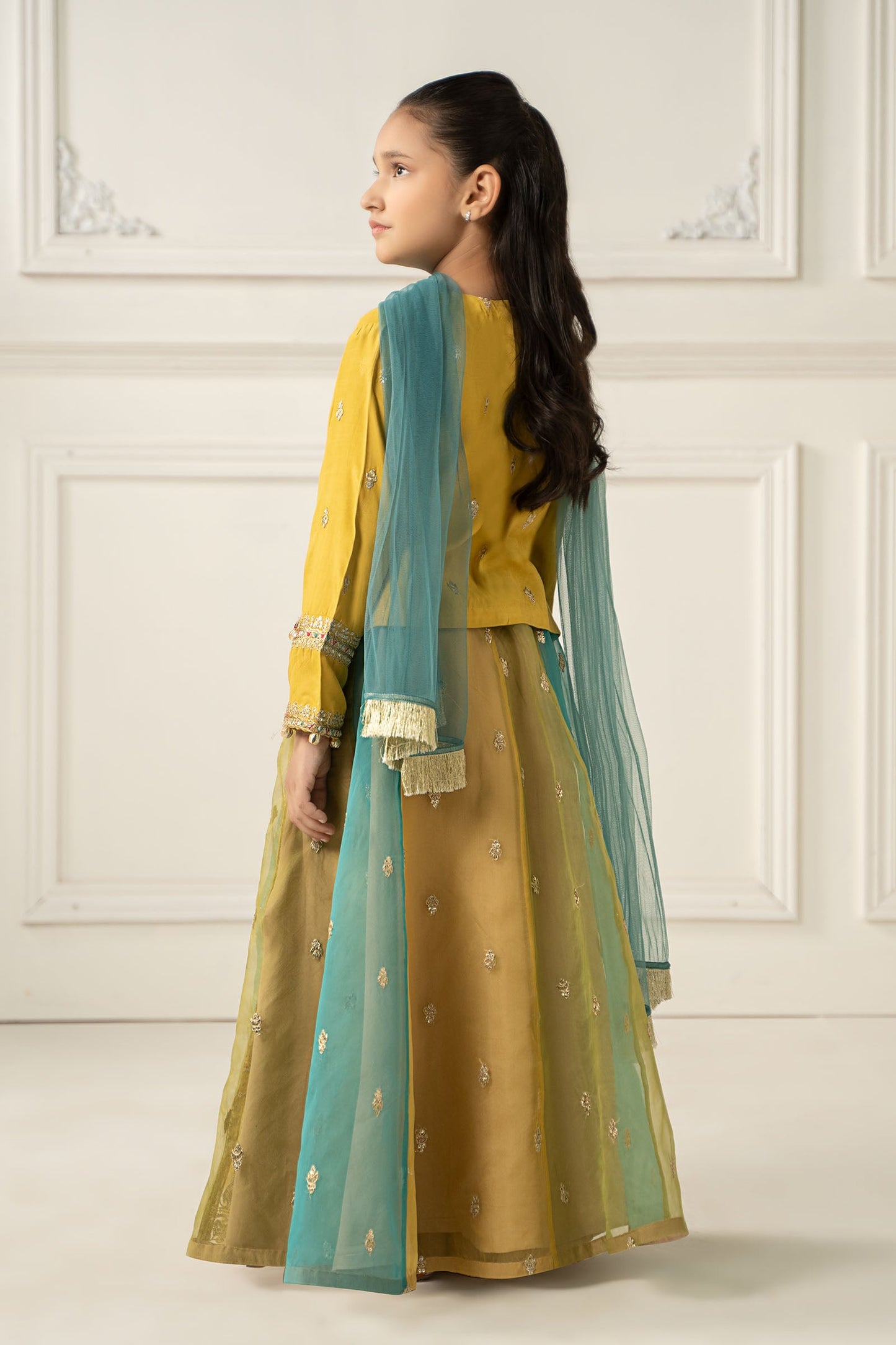 3 Piece Embroidered Raw Silk Suit - Kids Clothes - available at Maria Faisal in UK and USA