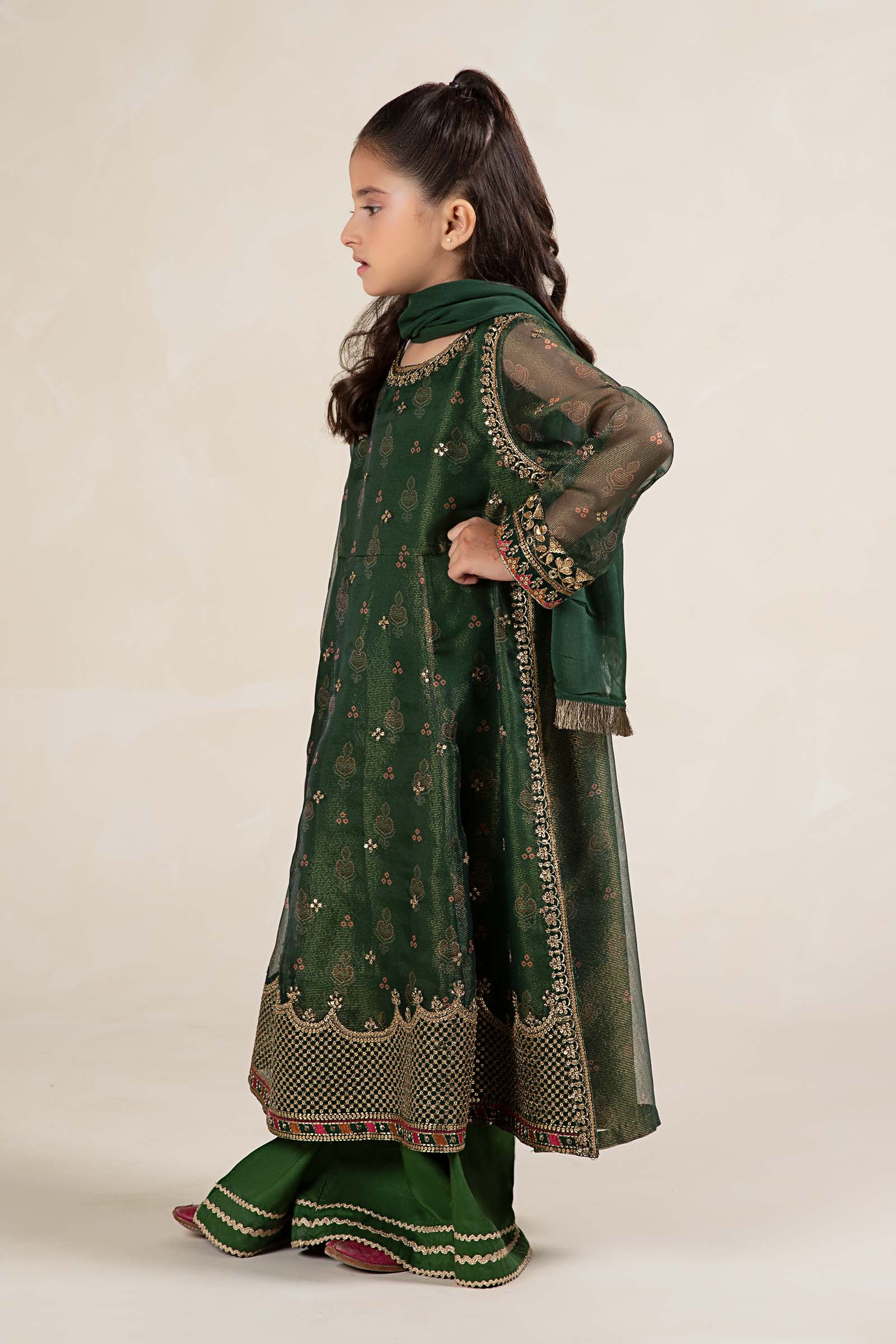 Maria B | 3 Piece Embroidered Cotton Net Suit | MKS-W24-01 by Maria Faisal - Registered Vendor of : Maria B - type : Kids Clothes - 100% original wedding dresses