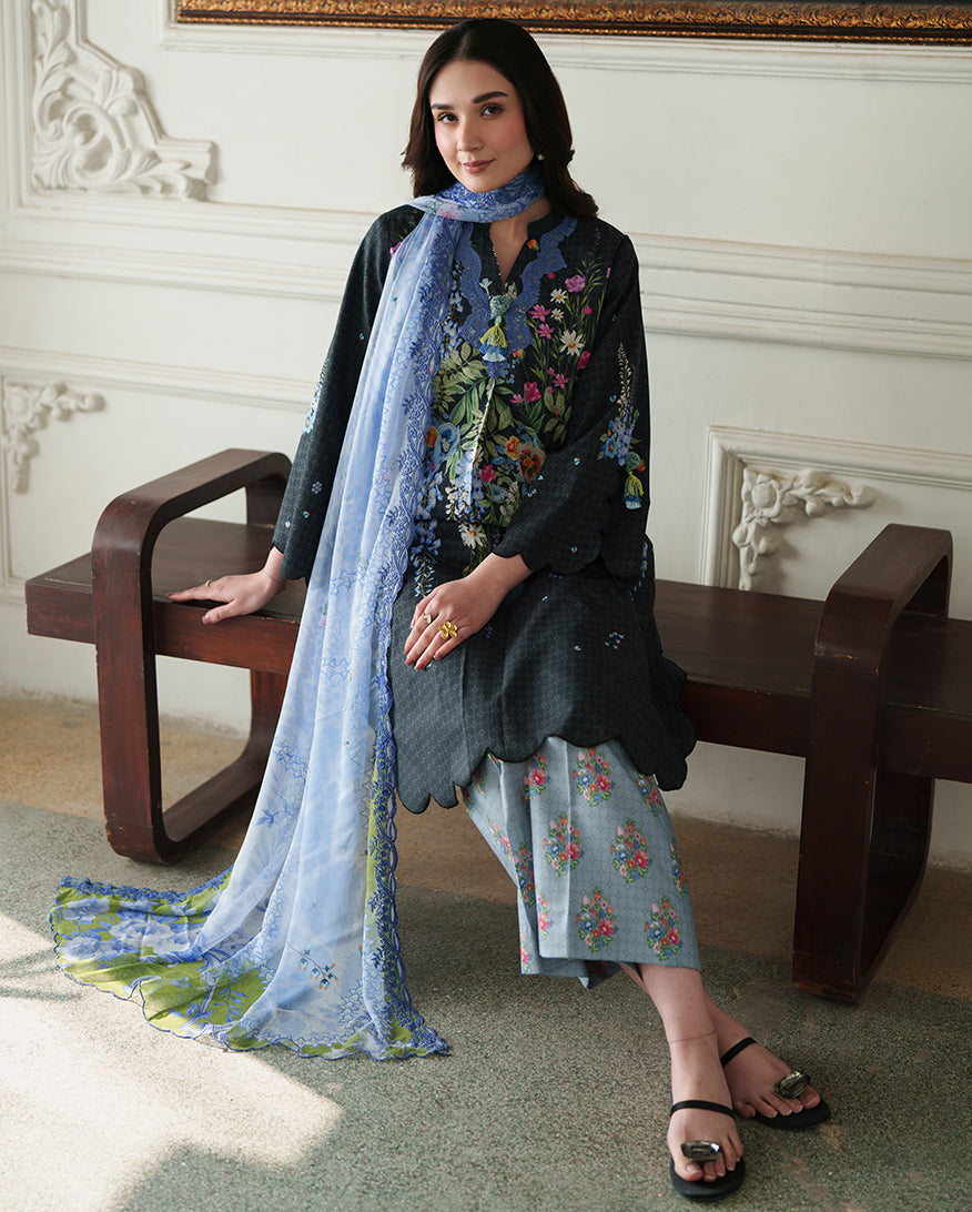 Roheenaz | Whispered Florals | Muted Rose - Casual Dress - available at Maria Faisal in UK and USA.