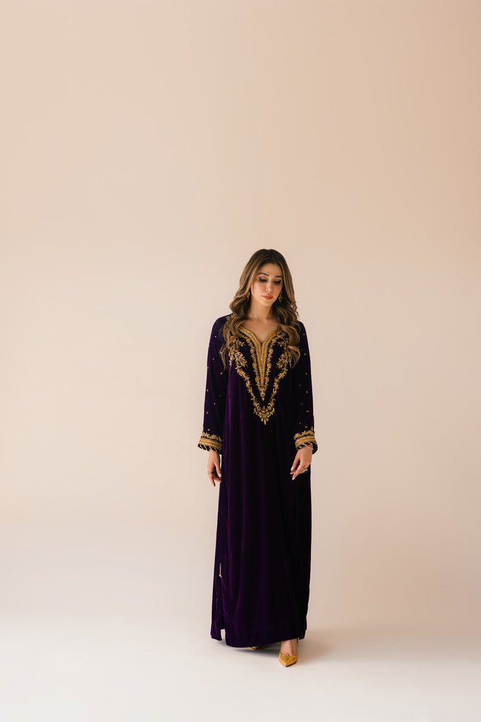 Sammy K | Velvet Festive Edit | Purple Velvet Maxi Outfit - Ladies Clothes - Maria Faisal