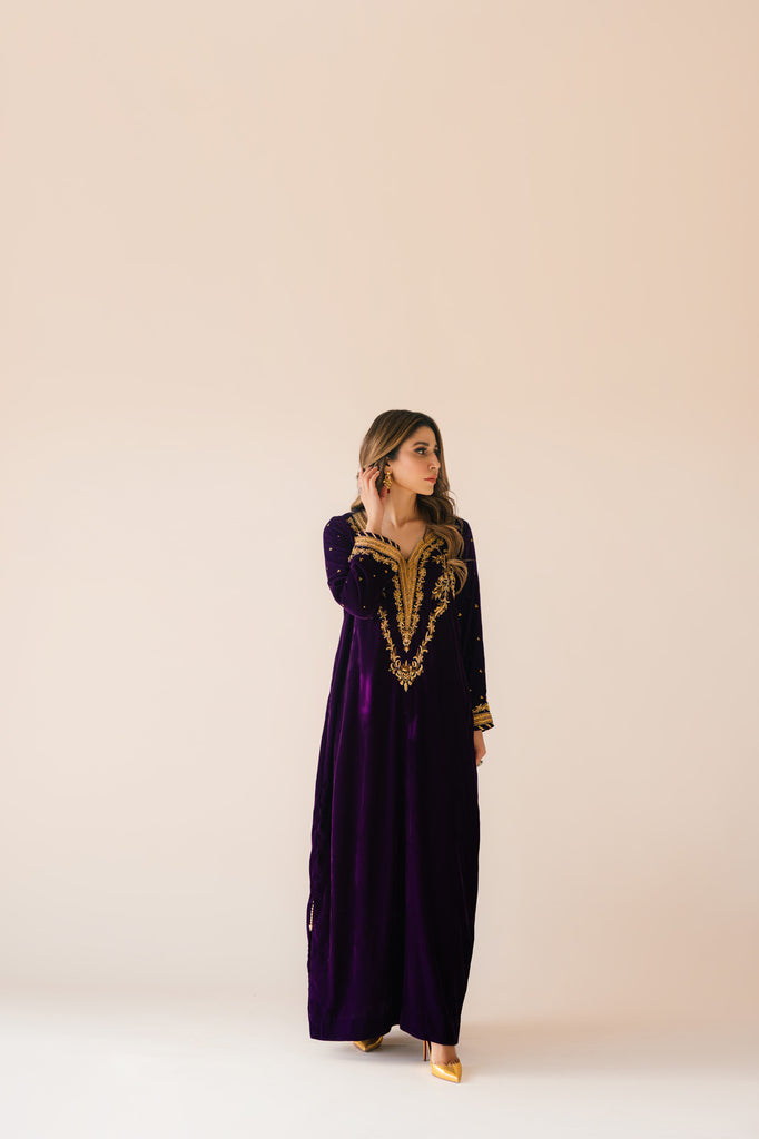 Sammy K | Velvet Festive Edit | Purple Velvet Maxi Outfit - Ladies Clothes - Maria Faisal