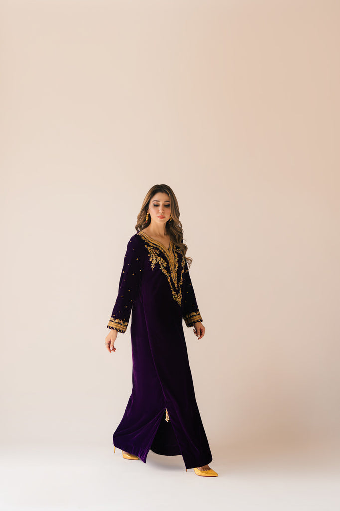 Sammy K | Velvet Festive Edit | Purple Velvet Maxi Outfit - Ladies Clothes - Maria Faisal