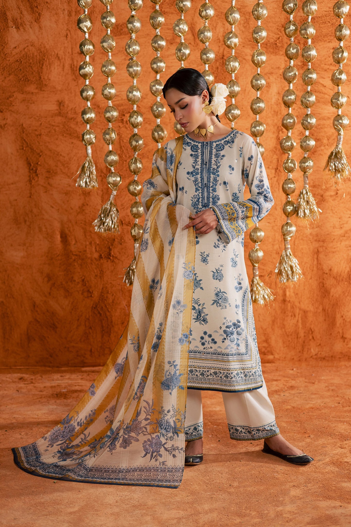 Batik | Festive Eid 26 | Nariman - Luxury Dress - available at Maria Faisal in UK and USA.