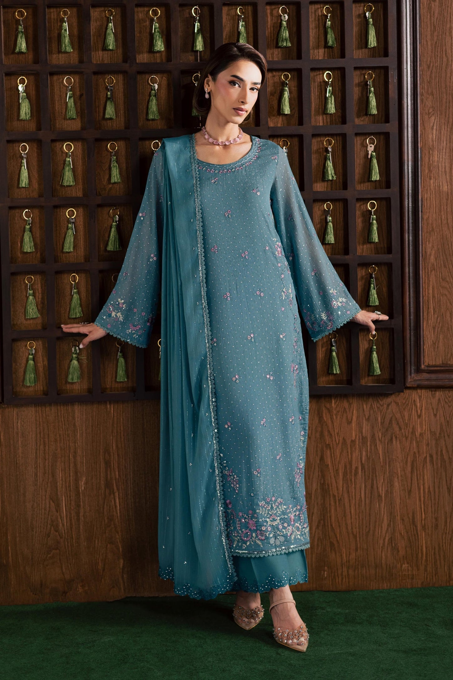 Batik | Festive Eid 26 | Noore - Luxury Dress - available at Maria Faisal in UK and USA.
