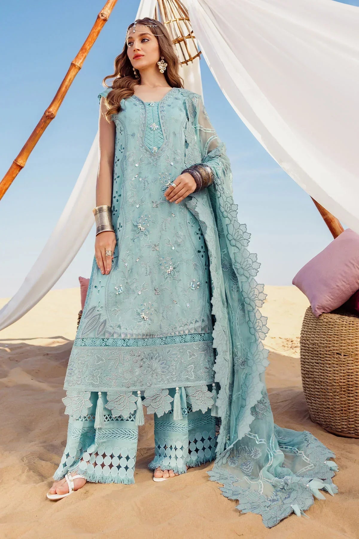 Nureh | Sehra Swiss Voil Lawn | AROOSH - NE-76 - Ladies Clothes - Maria Faisal