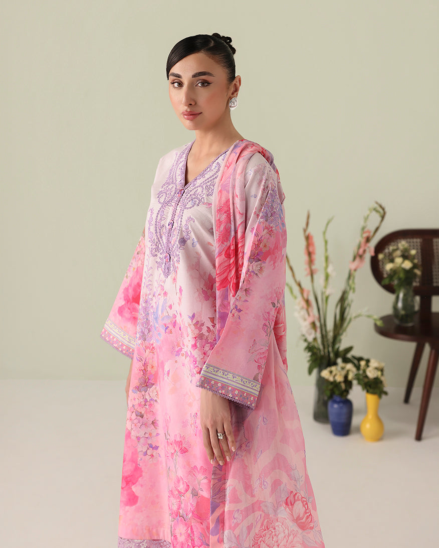 Roheenaz | Rosette Lawn | Petal Whispers - Casual Dress - available at Maria Faisal in UK and USA.