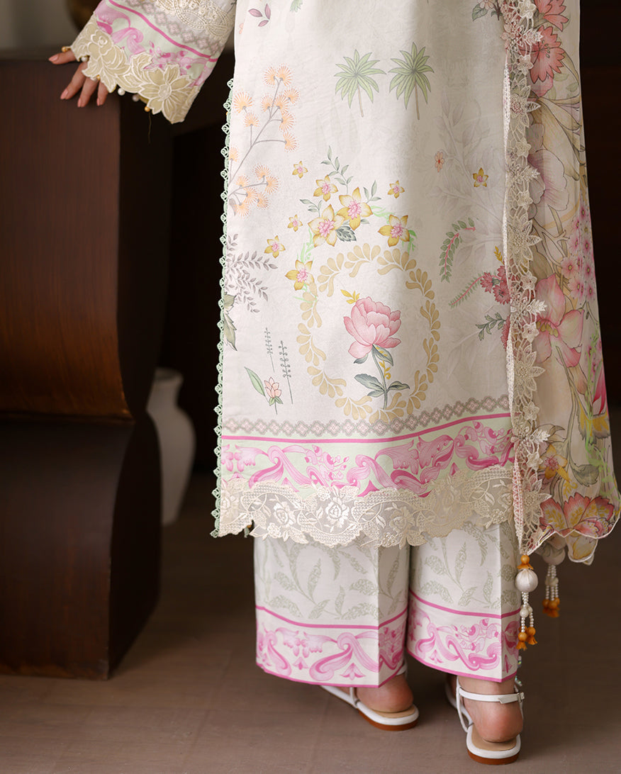 Roheenaz | Sunlit Tales Printed Embroidered Edit | Petalbeam - Luxury Dress - available at Maria Faisal in UK and USA.