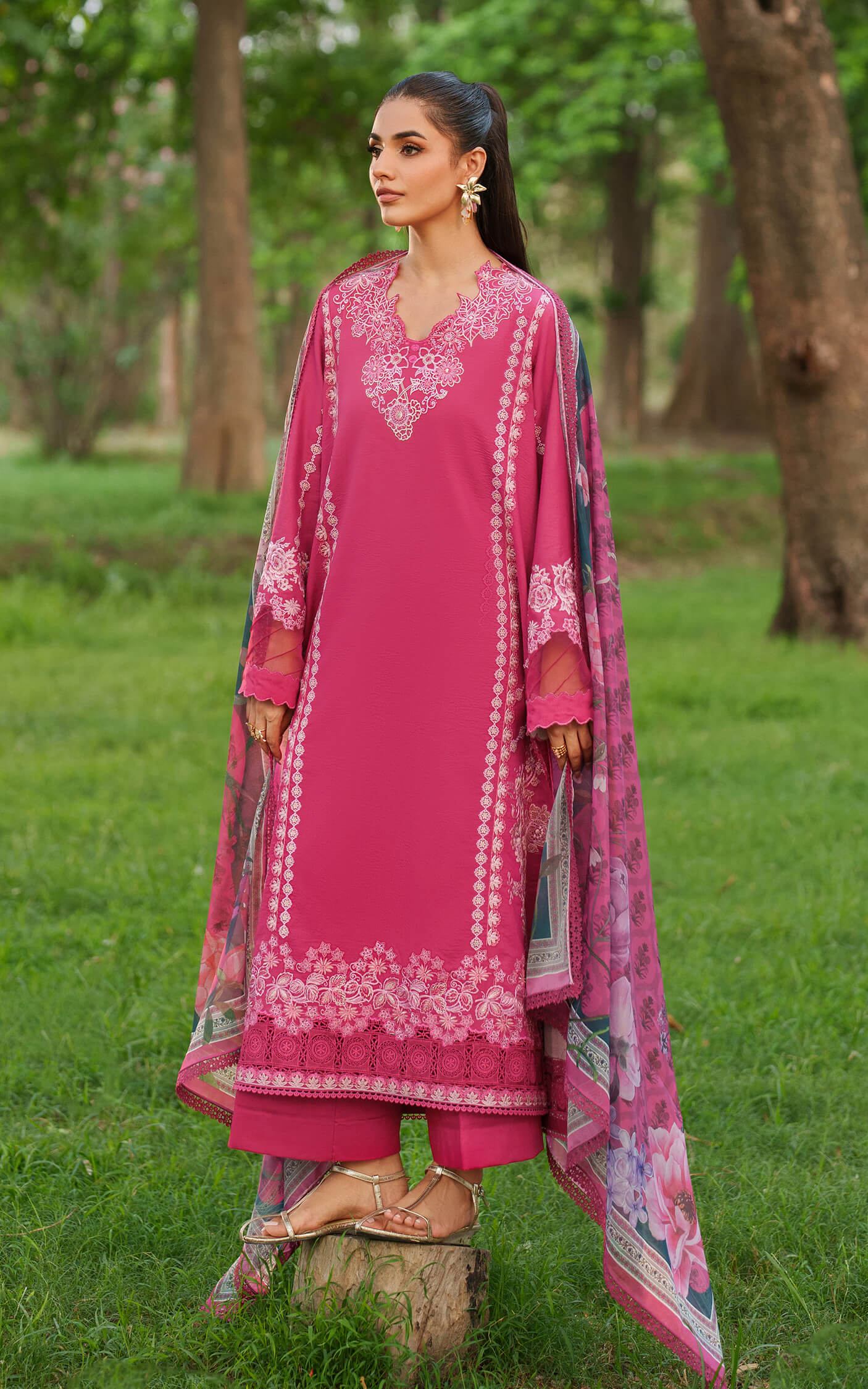 Asifa and Nabeel | Eden Cambric 25 | Pink Reverie ECU25-06 - Ladies Clothes - Maria Faisal