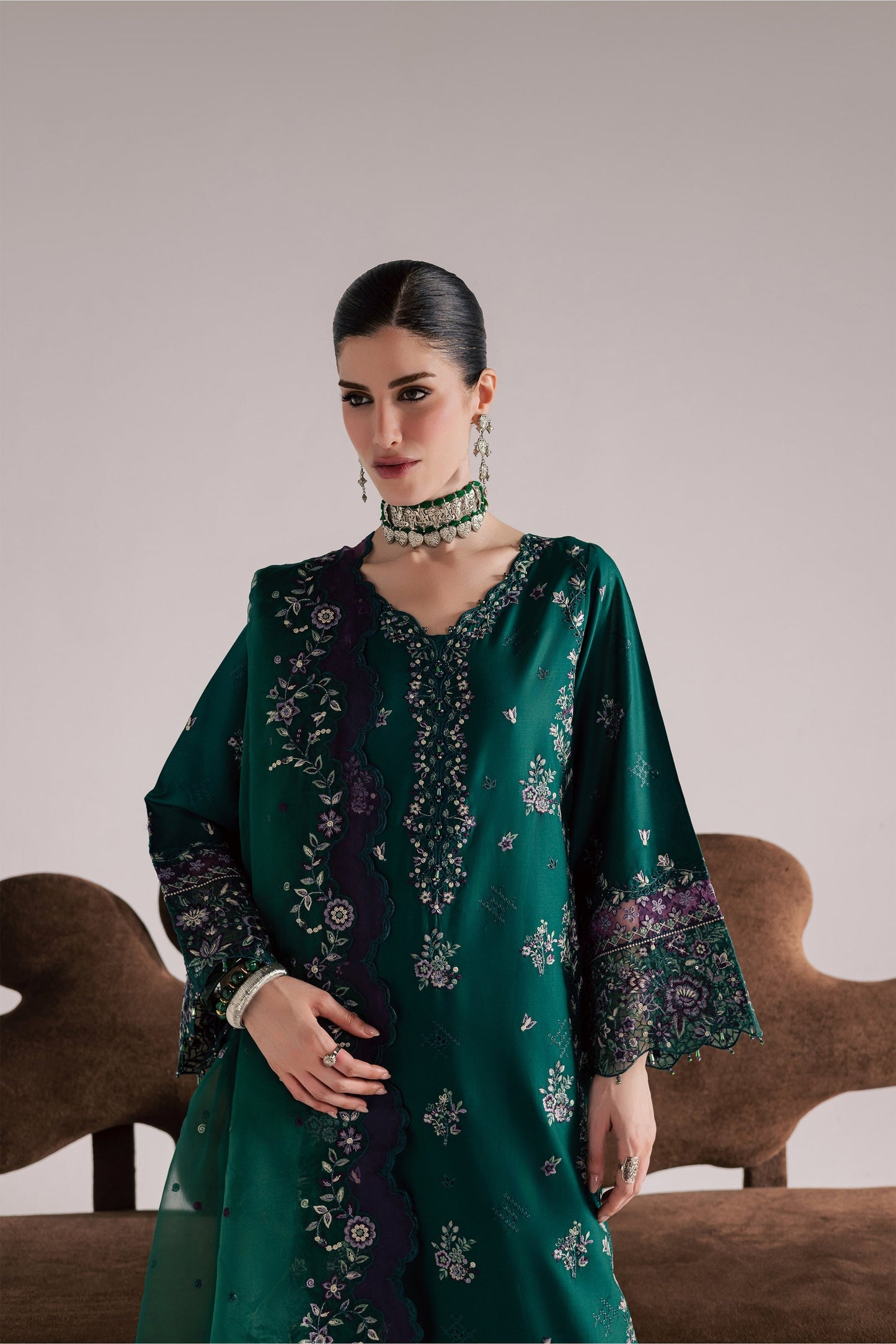 Batik | Festive Eid 26 | Purple Forest - Luxury Dress - available at Maria Faisal in UK and USA.