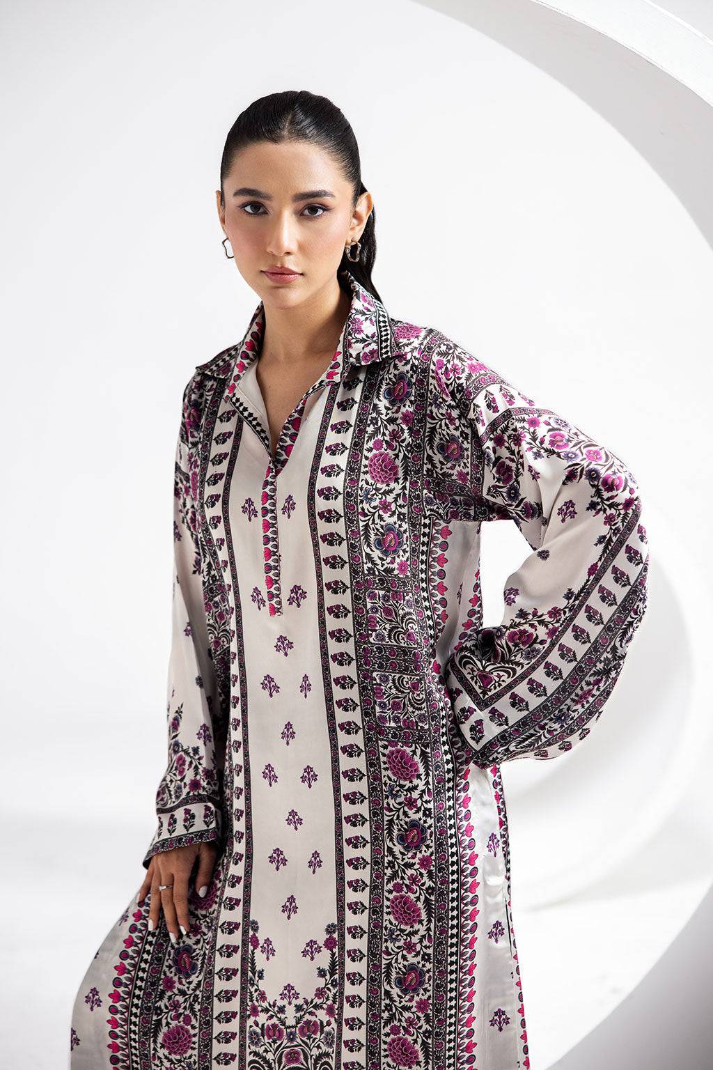 Afsanah | The Print Edit | GARDEN GLAM (extended shirt) AP-103 by Maria Faisal - Registered Vendor of : Afsanah - type : Ladies Clothes - 100% original wedding dresses