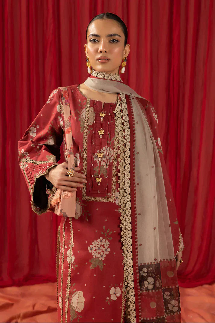 Alizeh | Sheen Lawn Prints 24 | Russet - Pakistani Dress - Maria Faisal