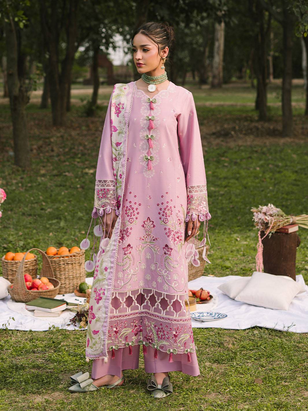 Mahnur | Dahlia Luxury Lawn 25 | Rosa by Maria Faisal - Registered Vendor of : Mahnur - type : Ladies Clothes - 100% original wedding dresses