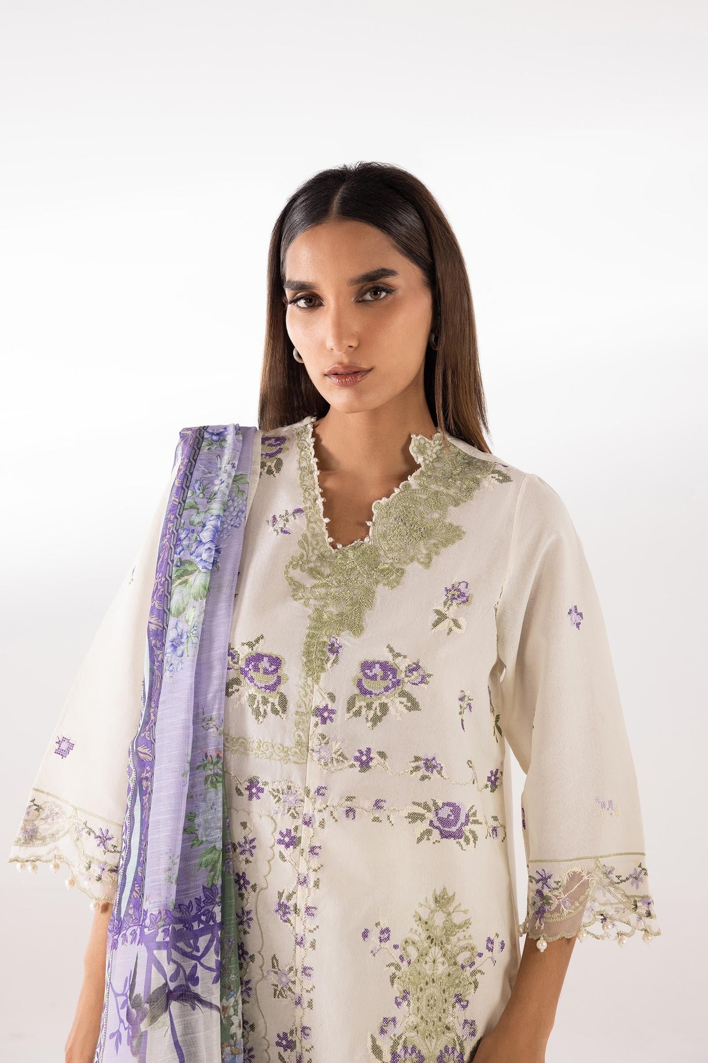 Sana Safinaz | Luxury Pret | Muzlin Lawn Suit SC26MUZ211AP3 - Dress - available at Maria Faisal in UK and USA.